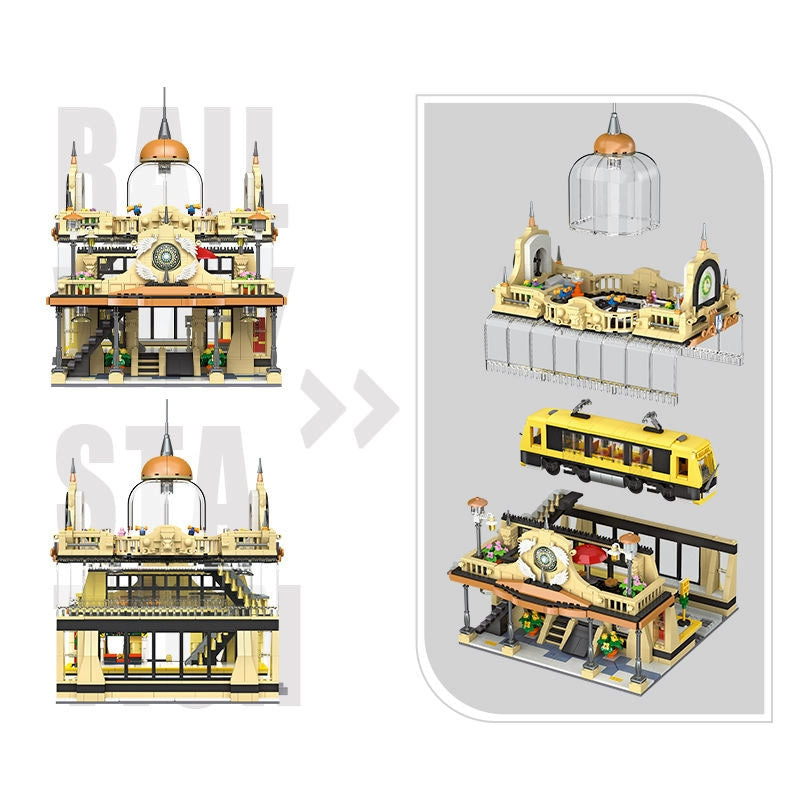 JESTAR 89136 European Style Railway Station Building Blocks Set - 1945 PCS DIY Model Train Station Kit for Adults & Kids, Perfect for Train Enthusiasts & Collectors | Great for Home Decoration, Birthday Gifts & Creative Play