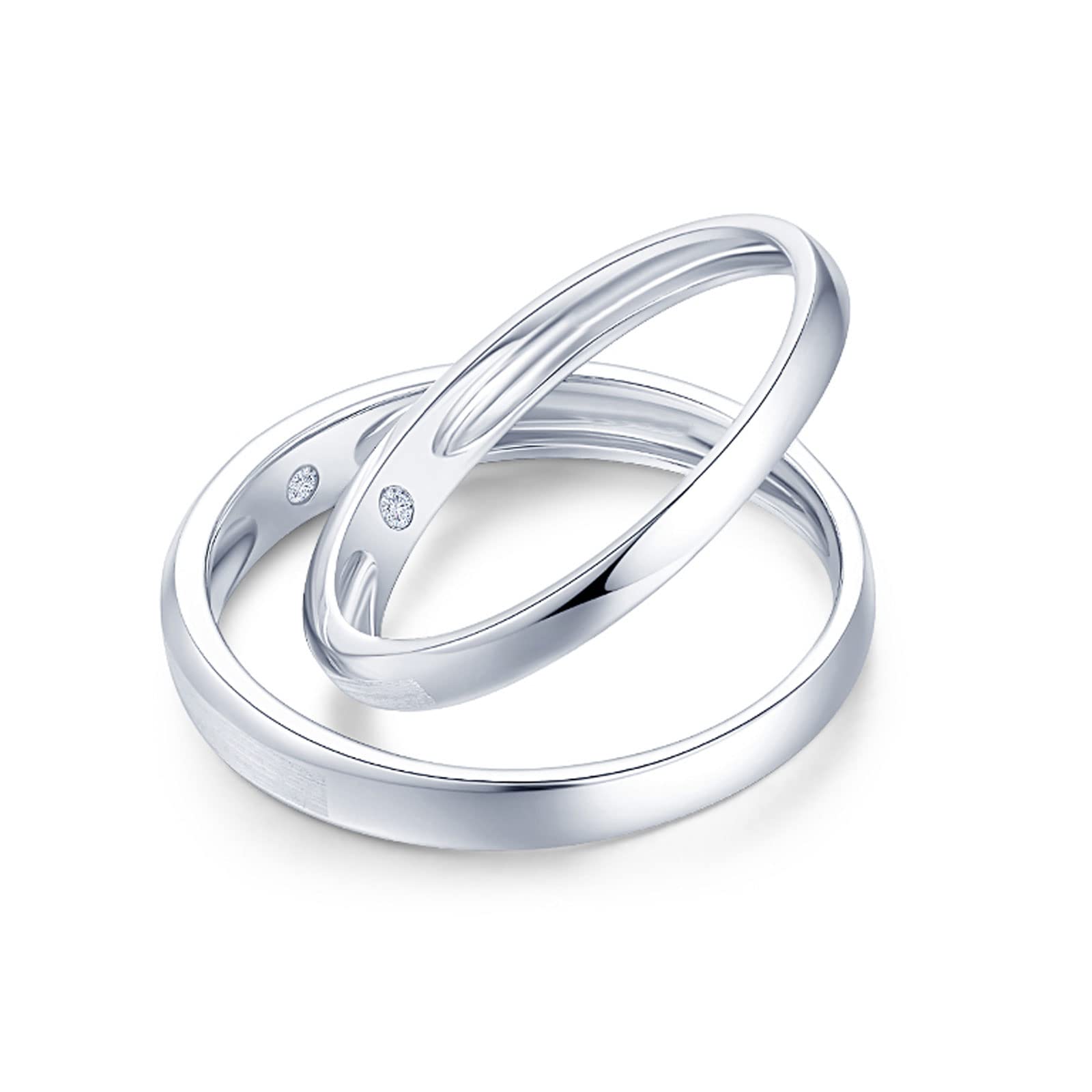 Diamond Matching Couples Rings for Him and Her - Sterling Silver/10K/14K/18K Wedding Promise Rings with Free Engraving | Perfect for Anniversaries, Engagements & Romantic Gifts