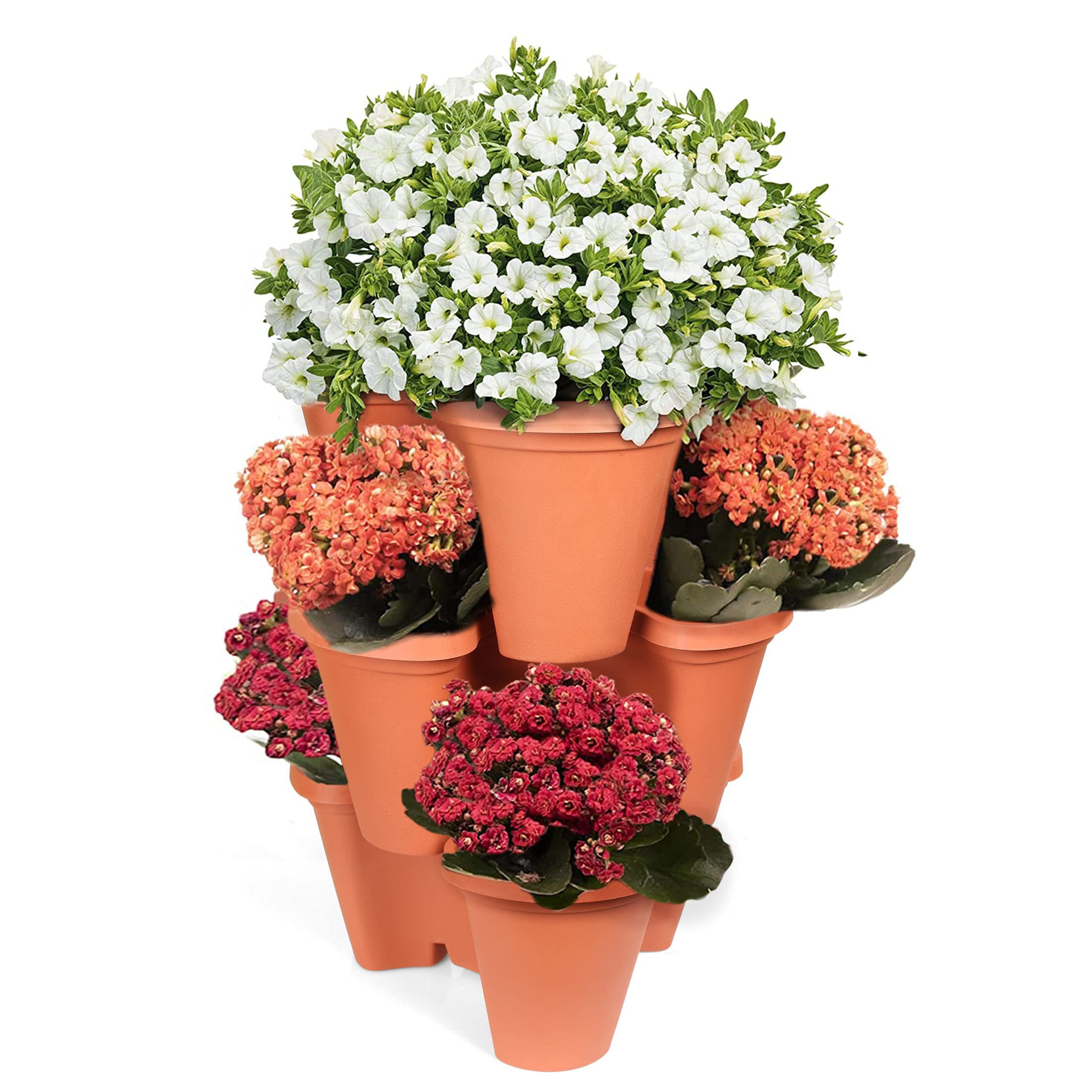 Stackable 3-Tier Vertical Planter for Outdoor Plants - Ideal for Strawberries, Herbs, Peppers, Flowers & Succulents | Perfect for Balcony, Patio & Small Space Gardening