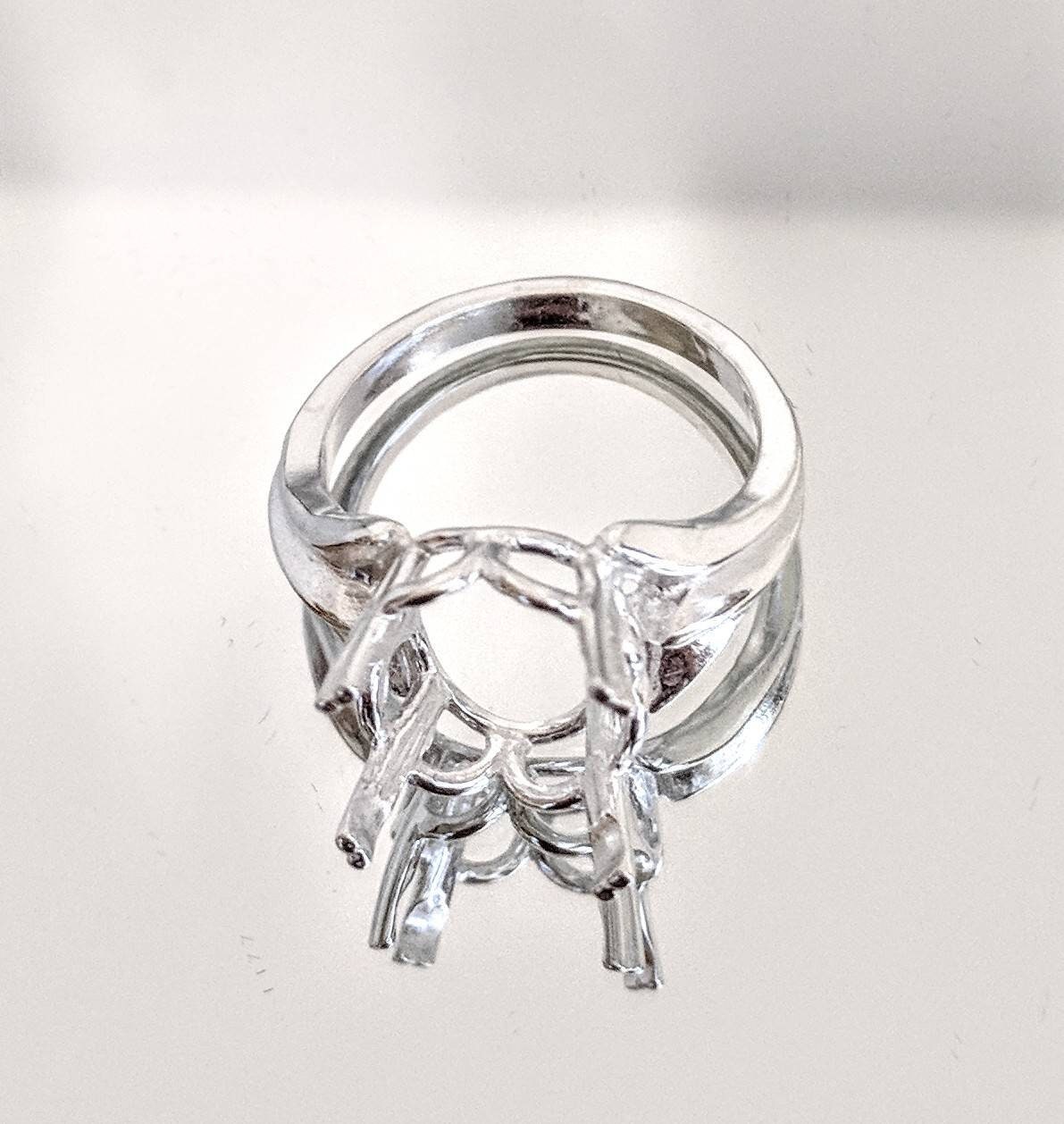 10x8mm & 20x15mm Oval Solid Sterling Silver or 14kt Gold Regalle Ring Setting - Size 7 (163537/143537) - Perfect for Engagement Rings, Wedding Bands & Jewelry Making