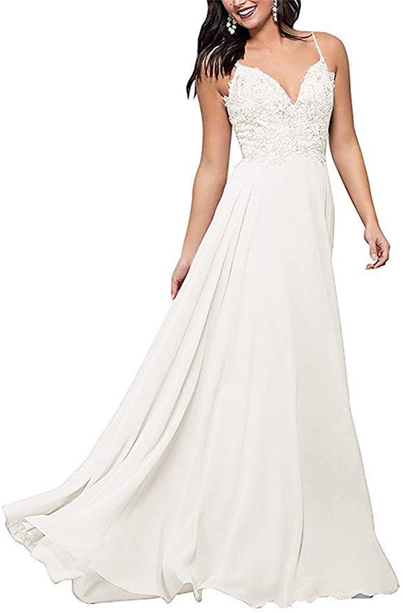Elegant Ubride Women's Lace Chiffon Prom Dress with Spaghetti Straps - Long Formal Evening Gown for Homecoming, Wedding Guest & Special Occasions