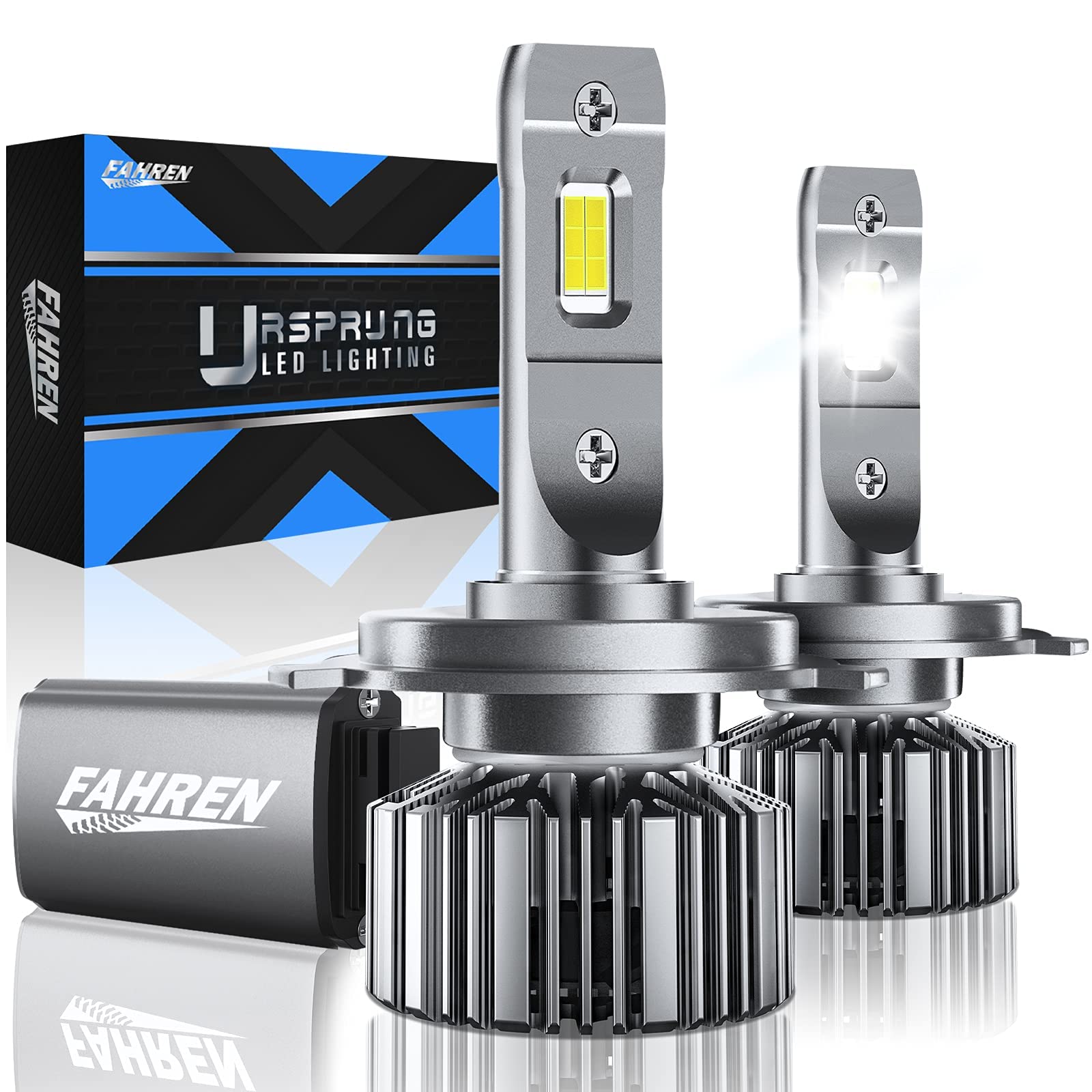 FAHREN H4 LED Headlight Bulbs 14000LM 6500K Cool White - High/Low Beam for Night Driving