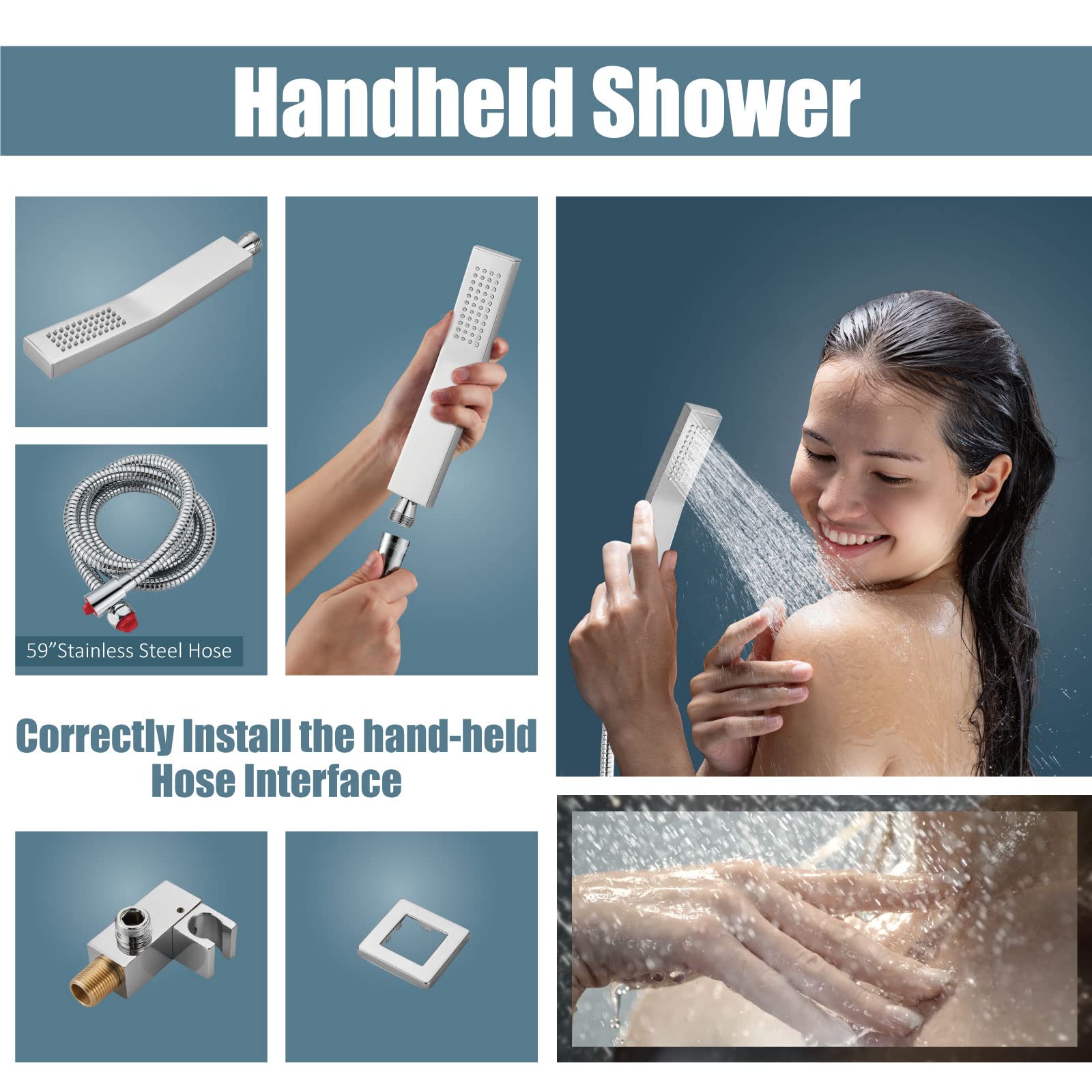 Luxury Aolemi Rainfall Shower System Combo Set - 8 Inch Polish Chrome Shower Head, Handheld Shower, Tub Filler & Wall Mount Mixer Faucet with Rough-in Valve | Perfect for Modern Bathroom Renovation & Spa-Like Shower Experience