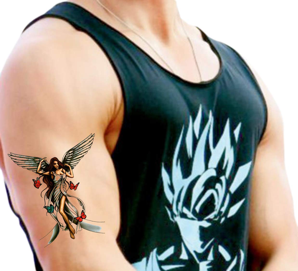 Waterproof Temporary Tattoo Stickers for Men & Women - 3D Realistic Flowers, Butterflies, Stars, Angels, Wolves & Armband Designs (21x15cm) | Perfect for Parties, Festivals, Cosplay & Body Art