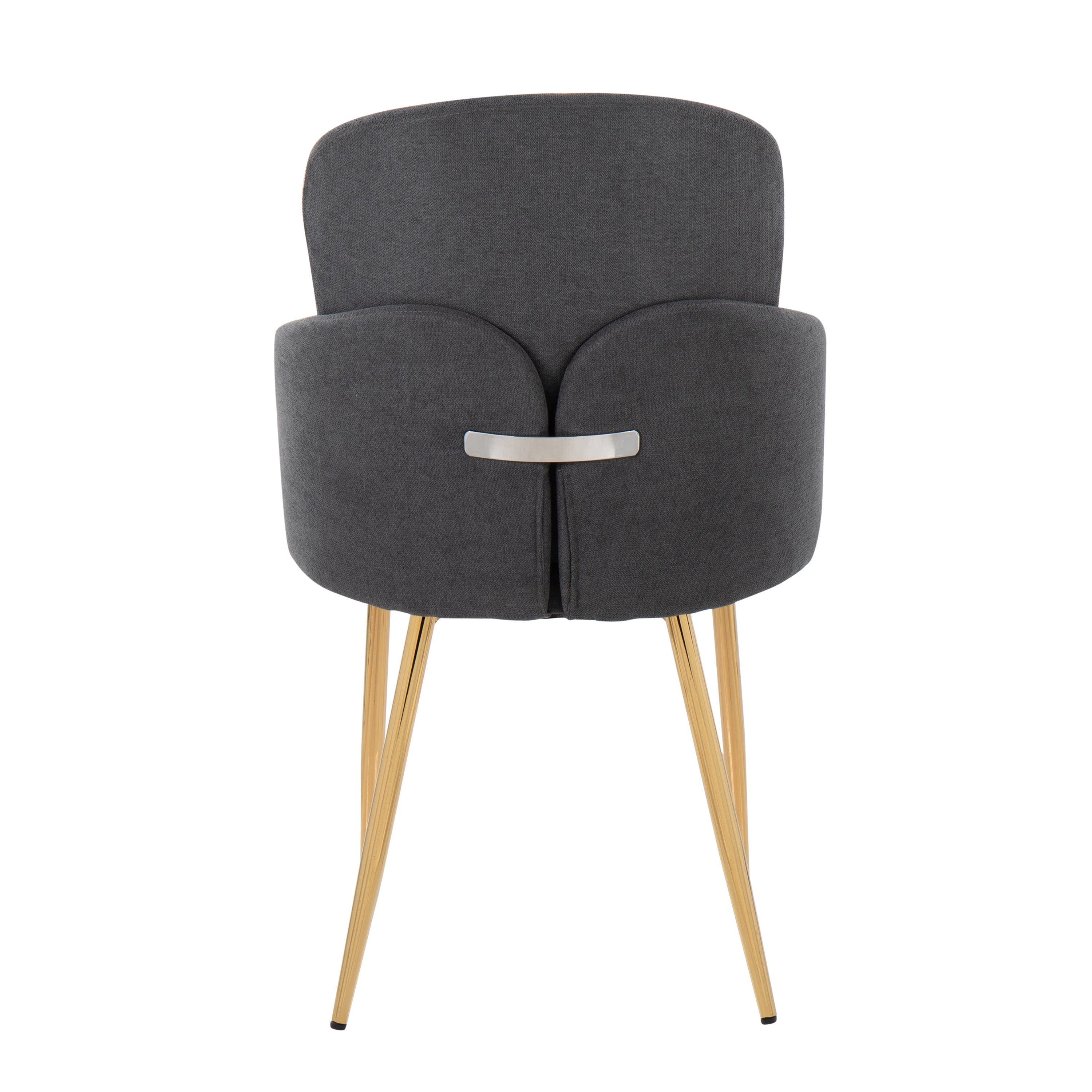LumiSource Modern Dahlia Dining Chairs - Set of 2 Gold Metal Grey Fabric Chrome Accent - Elegant Contemporary Seating for Dining Room, Kitchen, or Office