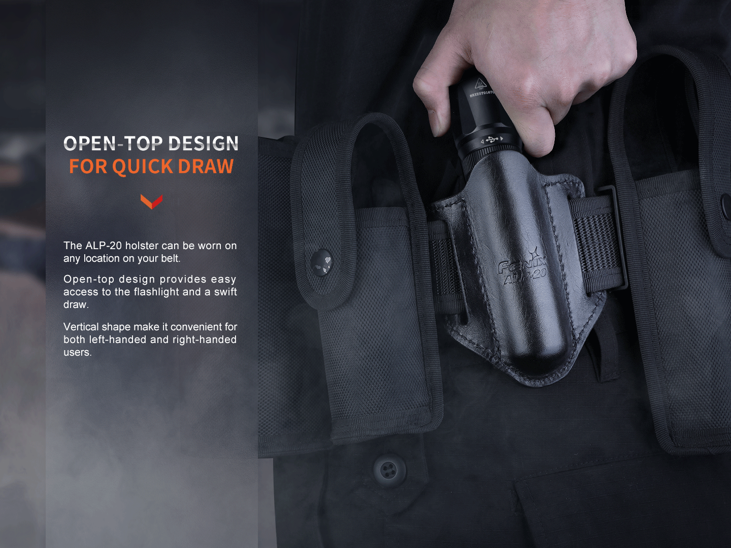 Fenix ALP 20 Open Top Leather Flashlight Holster - Tactical Duty Belt Pouch for EDC, Camping & Outdoor Adventures