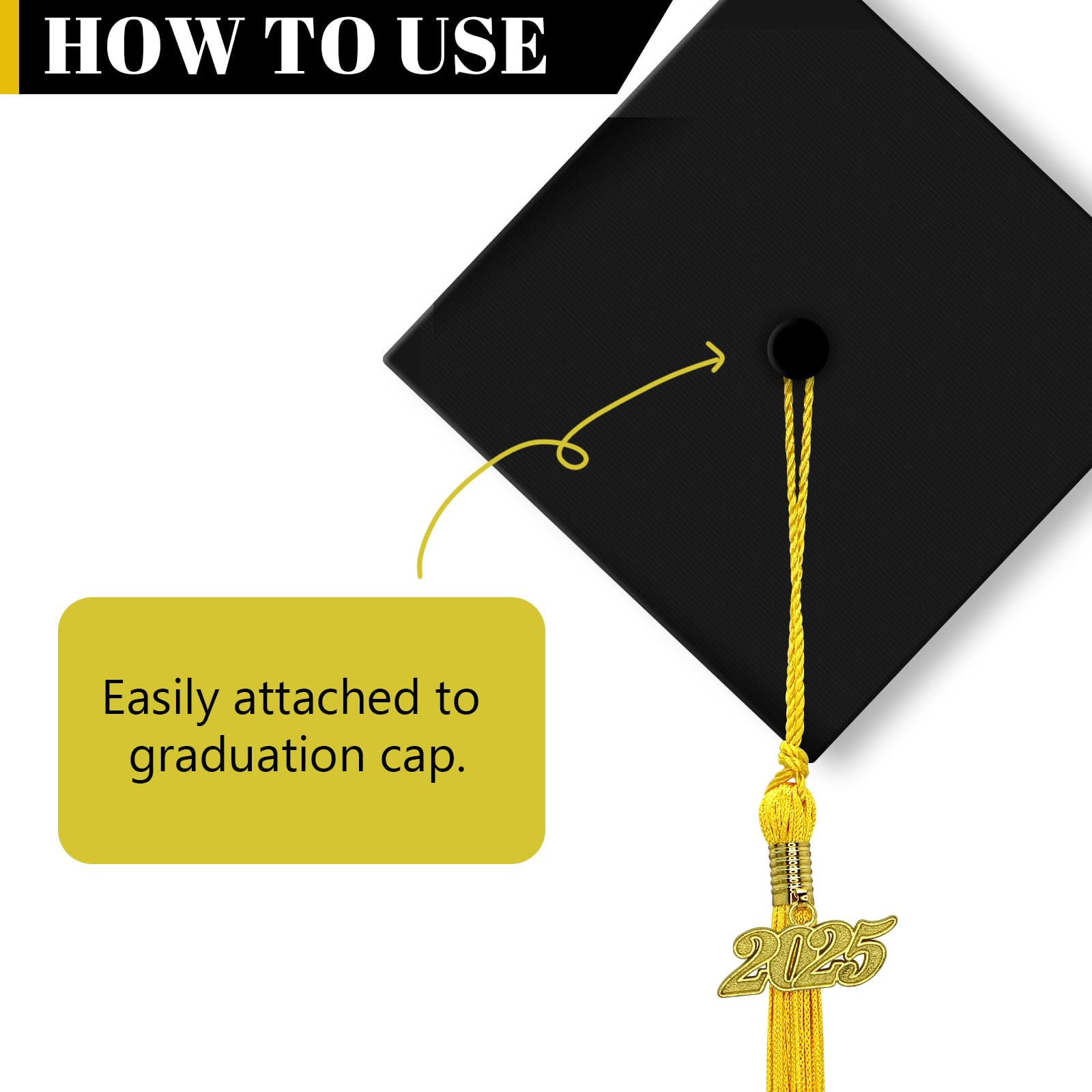 2025 Graduation Tassel with Gold Charm - Academic Commencement Accessory for High School & College Ceremonies - Perfect for Graduation Photos, Yearbooks & Celebrations