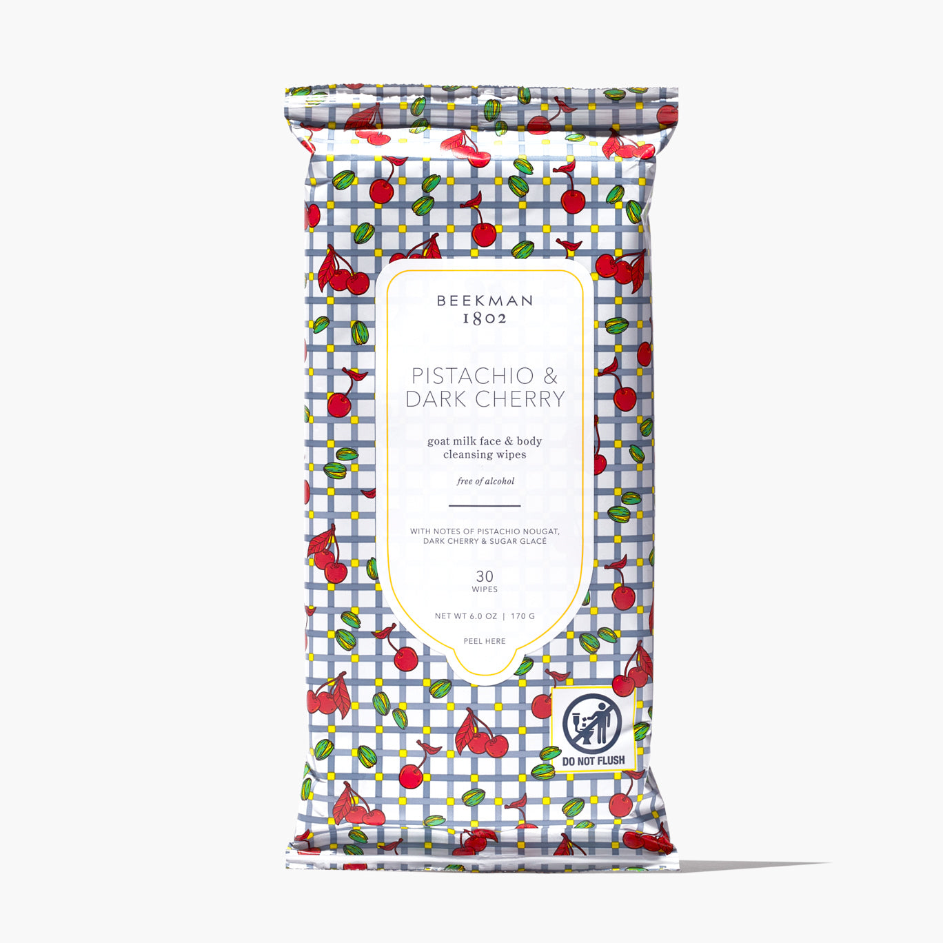Organic Pistachio & Dark Cherry Facial Cleansing Wipes for Acne-Prone Skin | Gentle Exfoliating & Hydrating | Perfect for Travel, Gym & Daily Skincare Routine