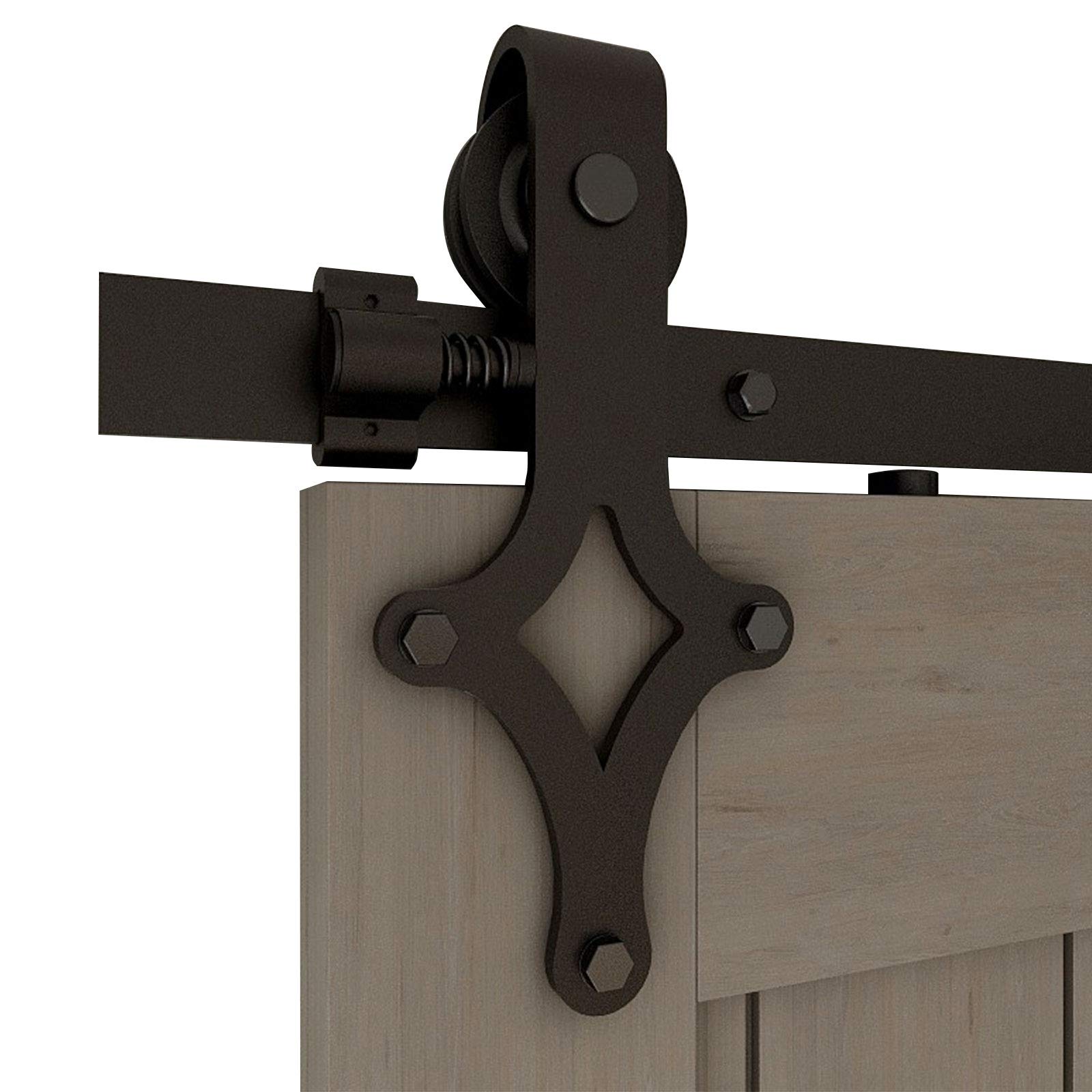 Heavy Duty 7 FT Sliding Barn Door Hardware Kit with Floor Guide - Modern Style Supports Up to 330 lbs - 7 Feet x 1.875 Inch Thick - Perfect for Bedroom, Closet & Farmhouse Interior Design