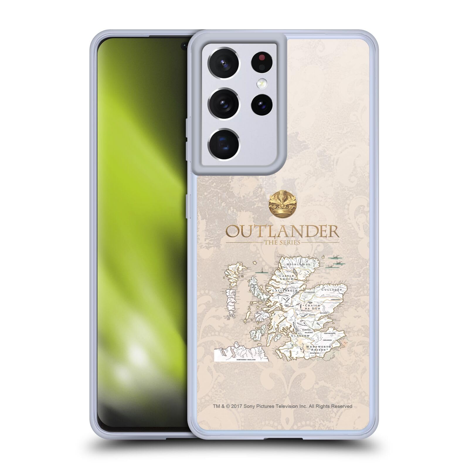 Outlander Map Seals & Icons Soft Gel Case for Samsung Galaxy S21 Ultra 5G | Officially Licensed by Head Case Designs | Perfect for Fans, Travelers, and Everyday Protection