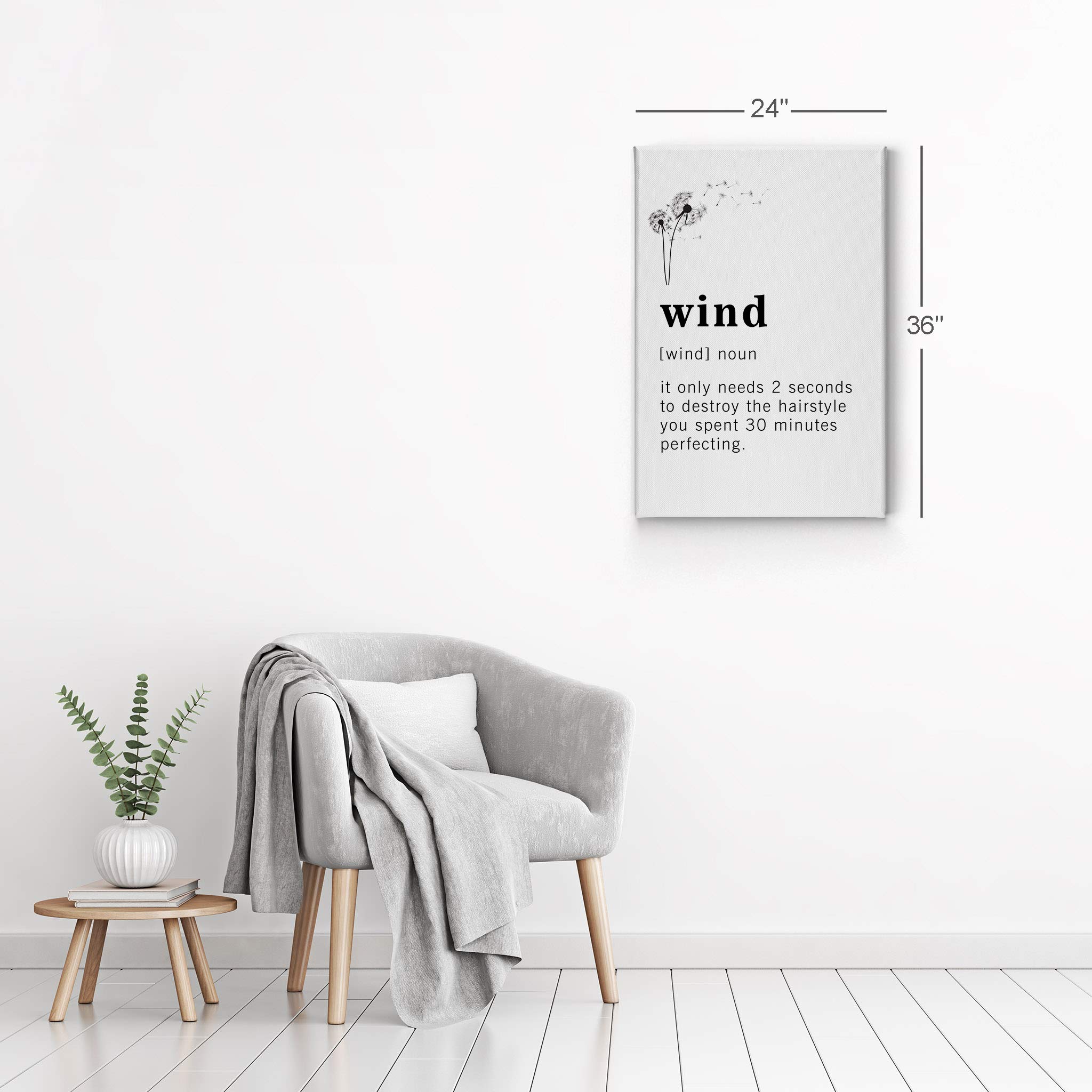 Funny Noun Dictionary Definition of Wind Canvas Print - Inspirational Quote Wall Art for Office, Living Room, Bedroom & Bathroom - Ready to Hang Home Decor (40x30 Inches, Made in USA) - Perfect for Adding Humor to Your Space