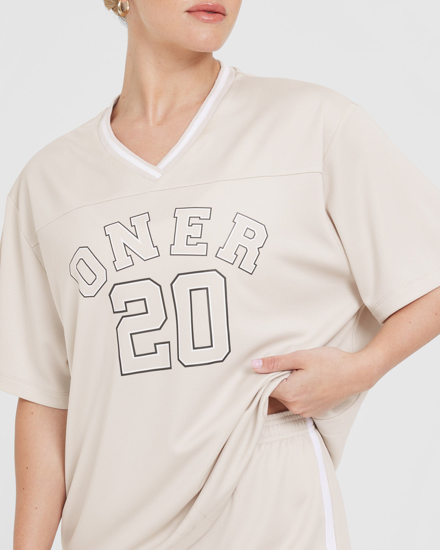 Varsity V-Neck Short Sleeve T-Shirt for Men - Soft Cotton Casual Tee | Perfect for Summer, Gym, and Everyday Wear | Sand Color