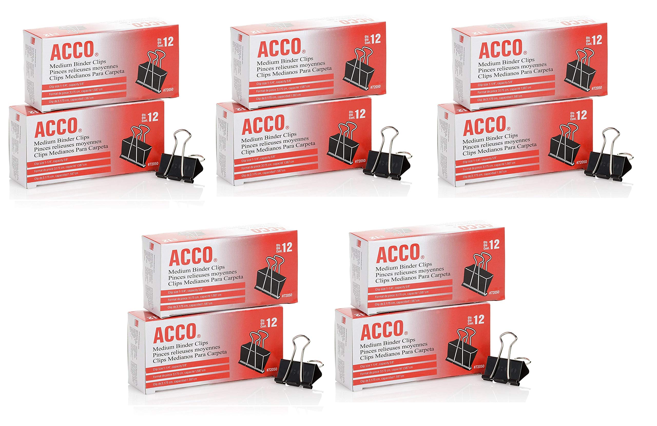 ACCO Medium Binder Clips - 120 Pack (12 Clips per Box, 10 Boxes) for Office, School & Home Organization | Heavy Duty Paper Clips for Documents, Files & Bulletin Boards (Model 72050)