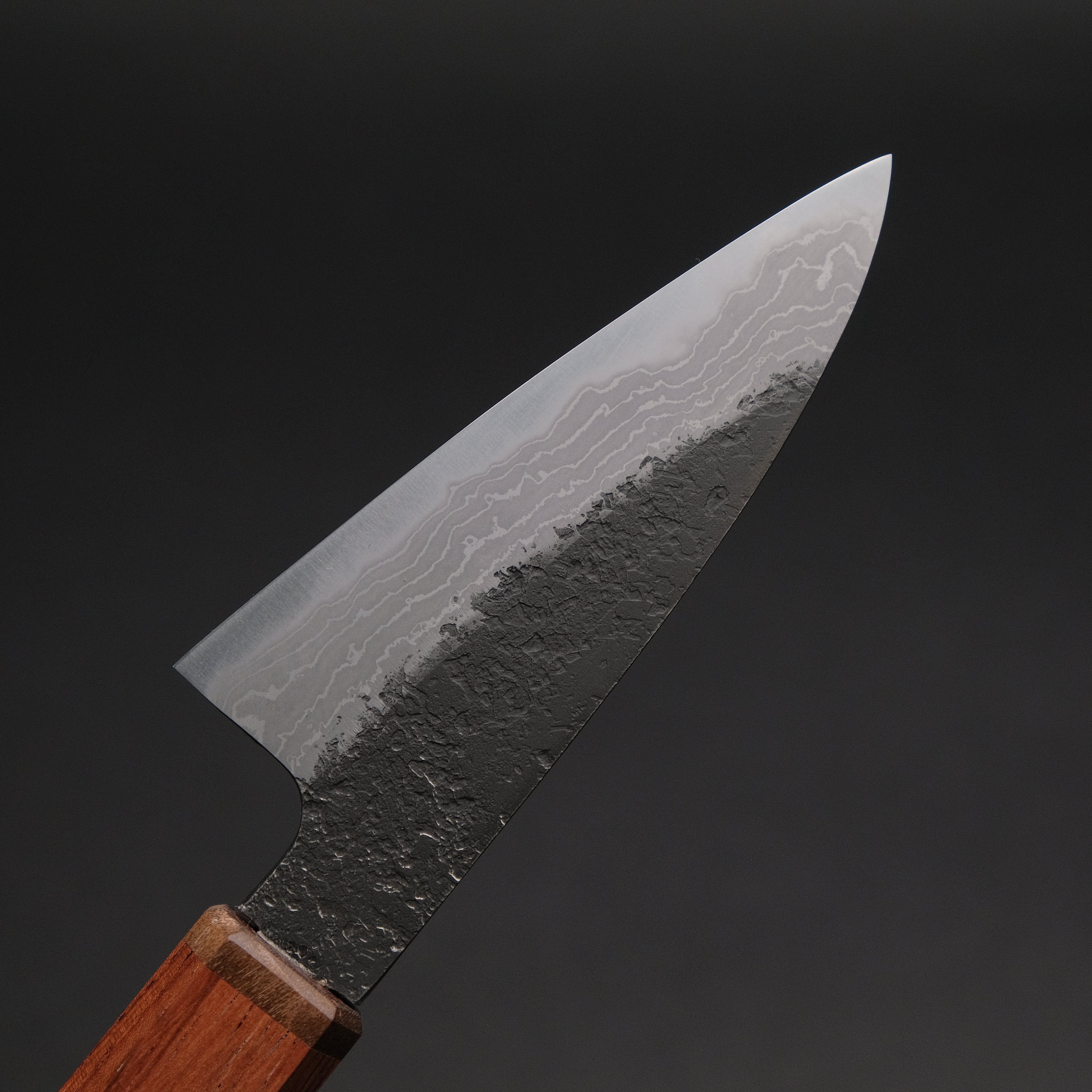 Premium Ajikataya White #2 Nashiji Damascus Petty Knife 85mm - Rosewood & Stabilized Wood Handle (#67) - Perfect for Slicing Fruits, Vegetables & Precision Kitchen Tasks