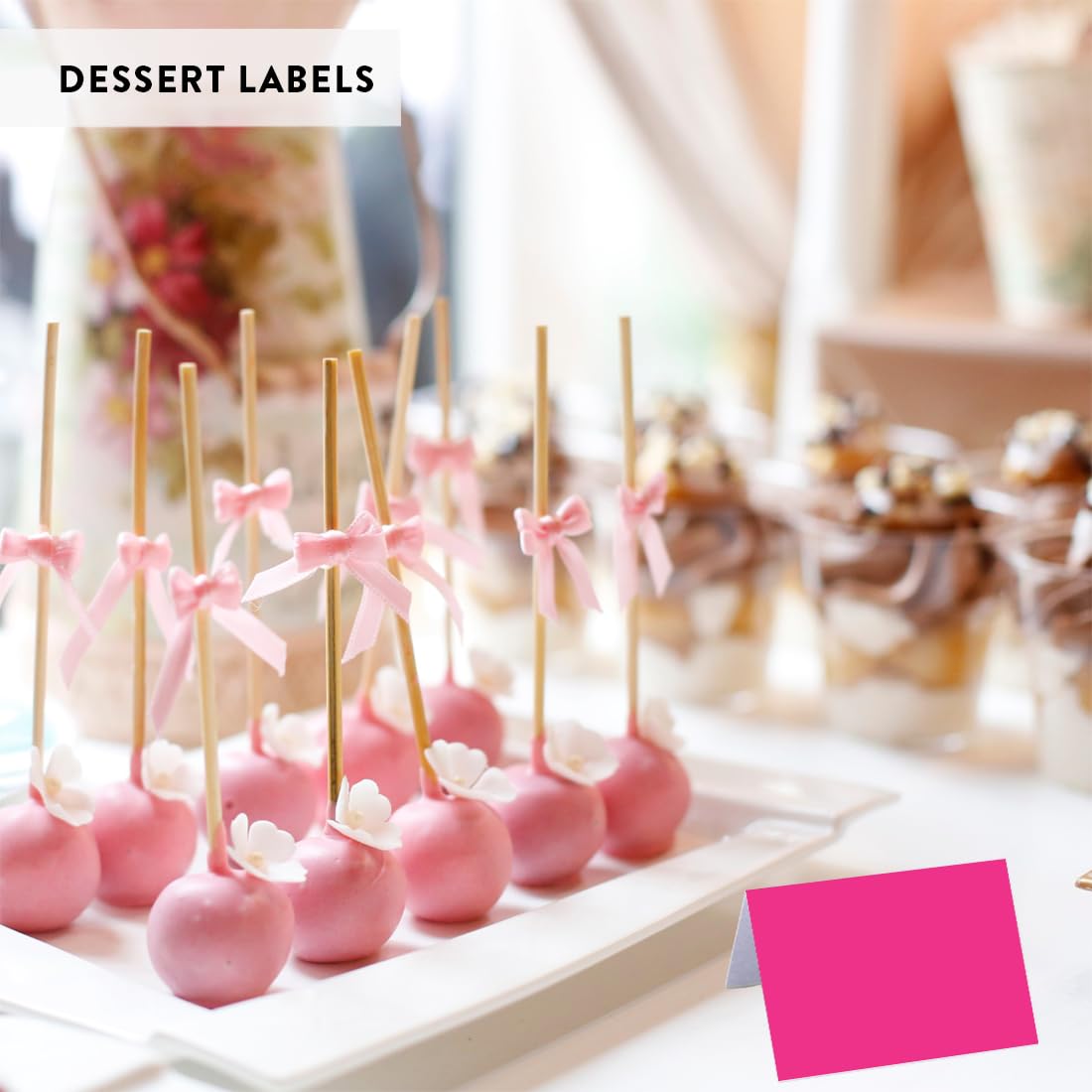 Andaz Press Printable Table Tent Place Cards - Fuchsia 20-Pack Blank Name Cards for Wedding, Baby Shower & Graduation Events | Perfect for Seating Arrangements & Table Settings at Parties, Receptions & Celebrations