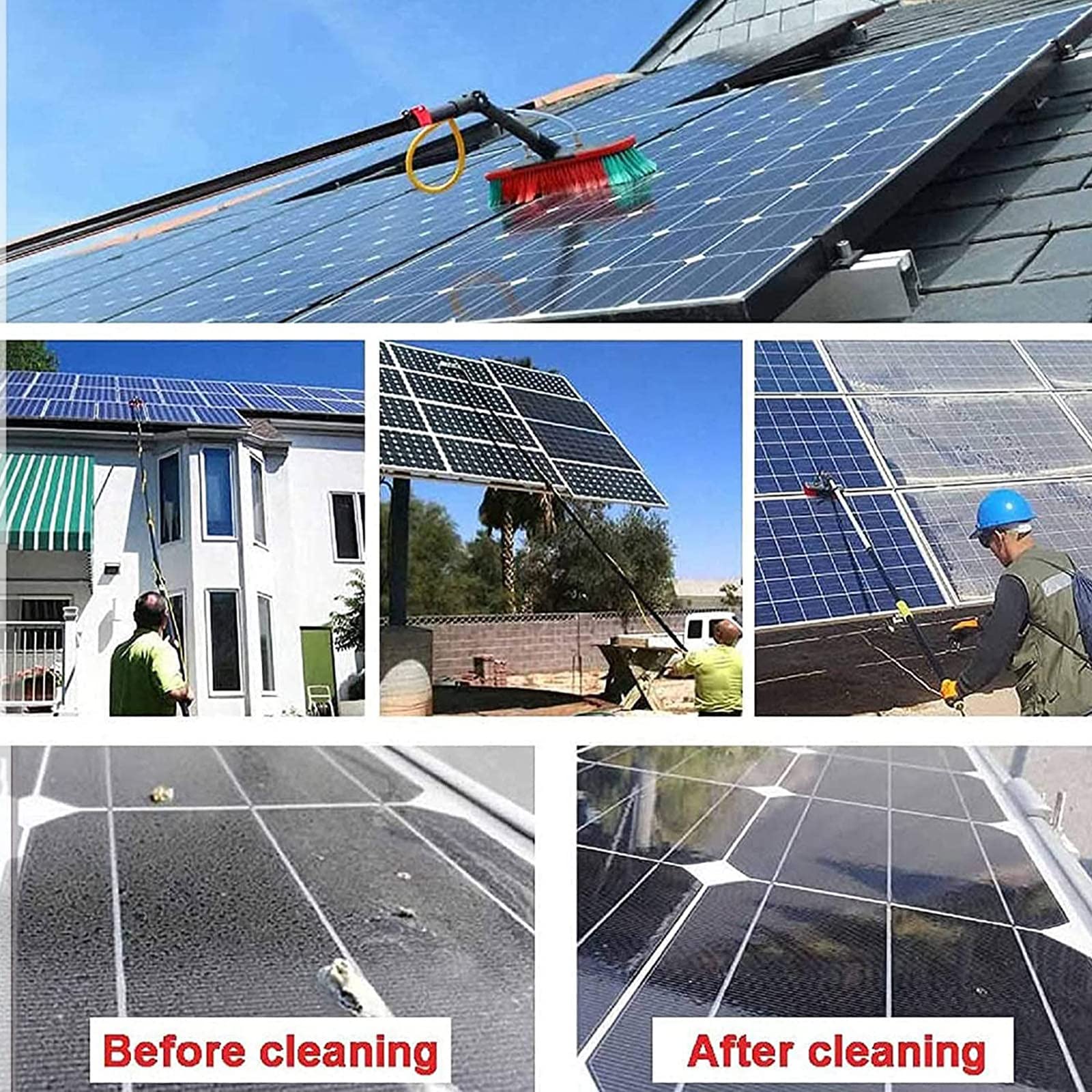 **Water Fed Cleaning System - Telescopic Window Cleaner with Brush & 18FT Pole for Glass Cleaning - Perfect for High Windows, Balconies, and Hard-to-Reach Areas**