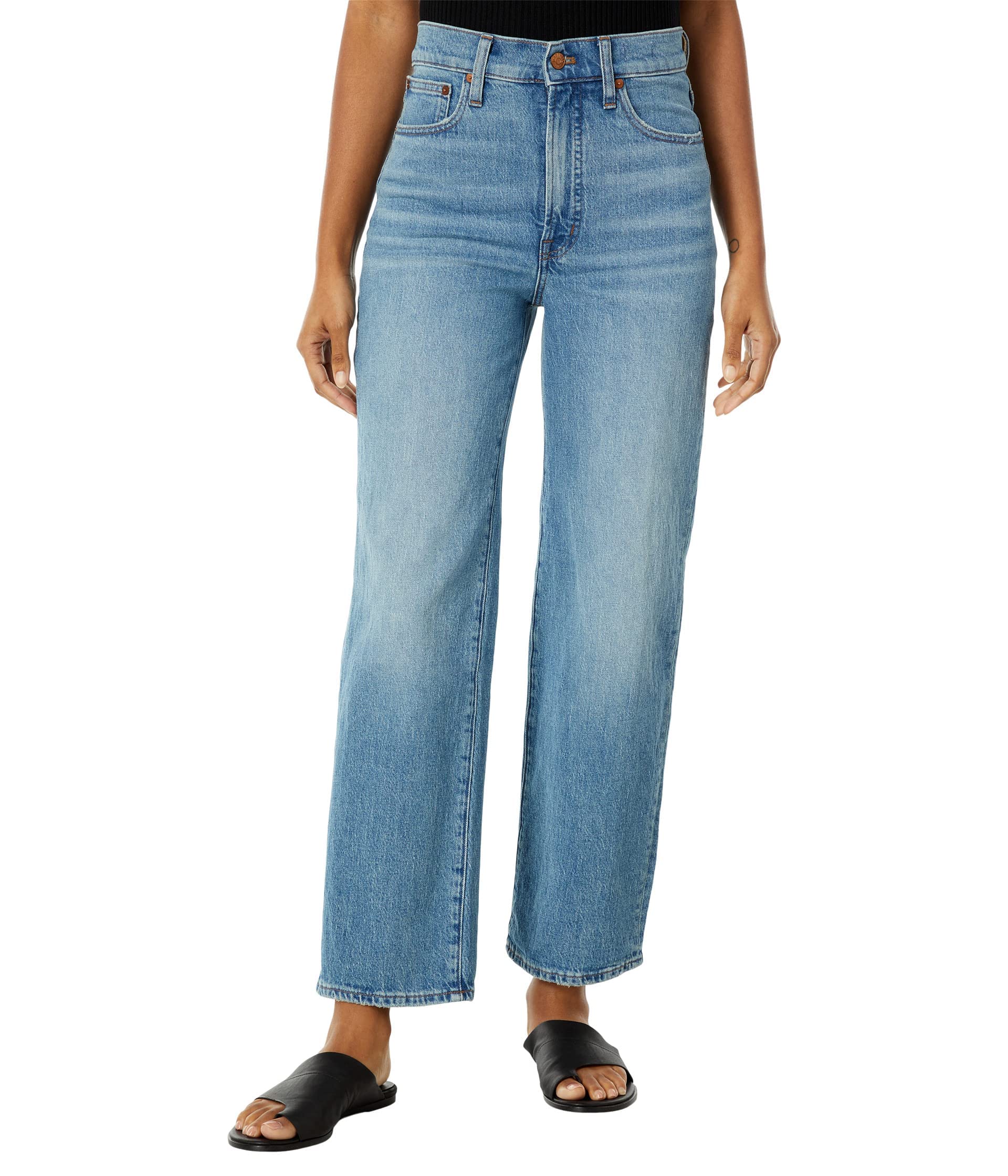 Madewell The Perfect Vintage Wide-Leg Full-Length Jeans in Elmont Wash - Women's High Waist Denim Pants for Casual & Chic Outfits