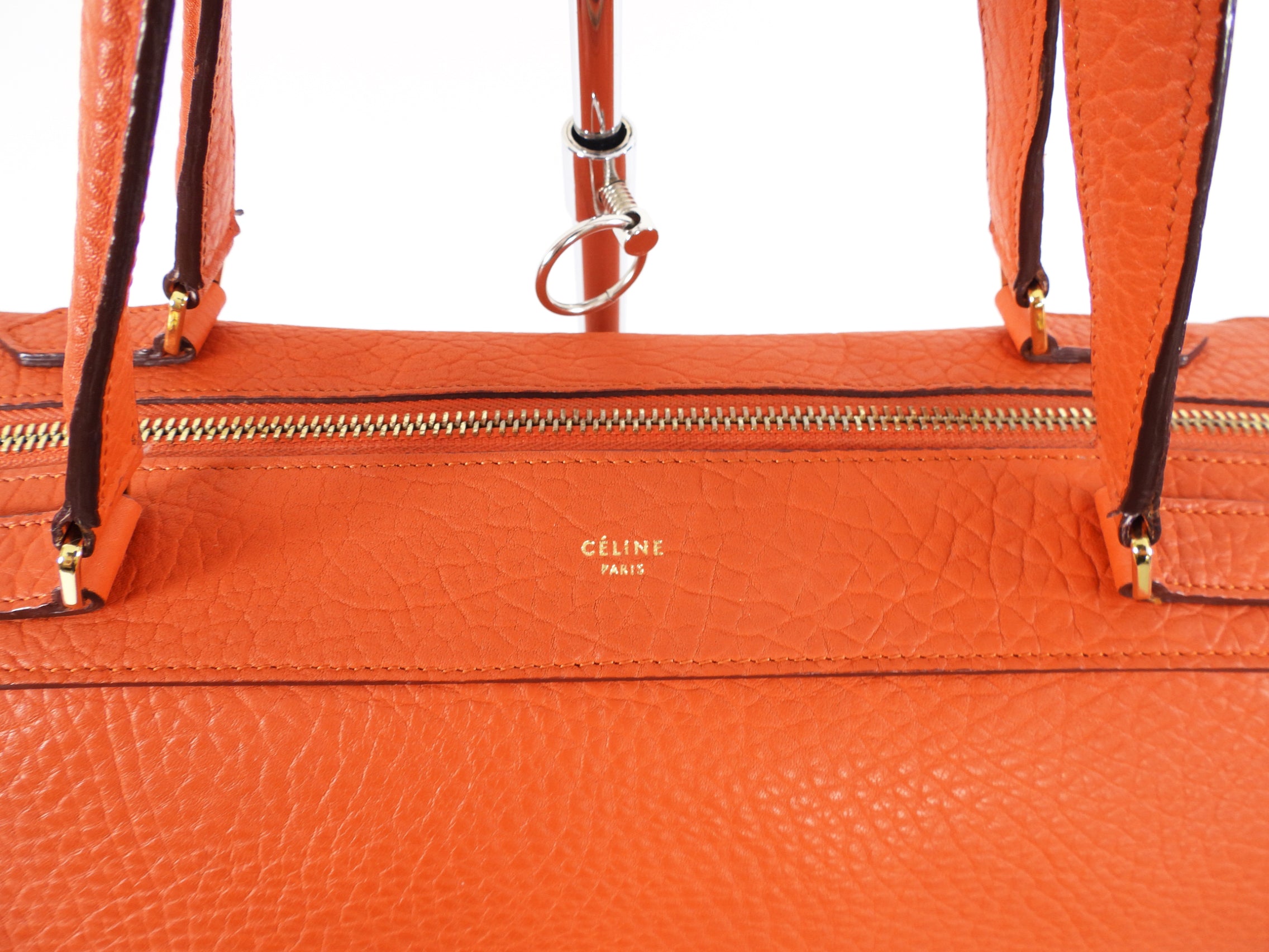 Celine Small Ring Bag in Orange Grained Leather - Luxury Crossbody Purse for Women, Perfect for Date Night & Evening Events
