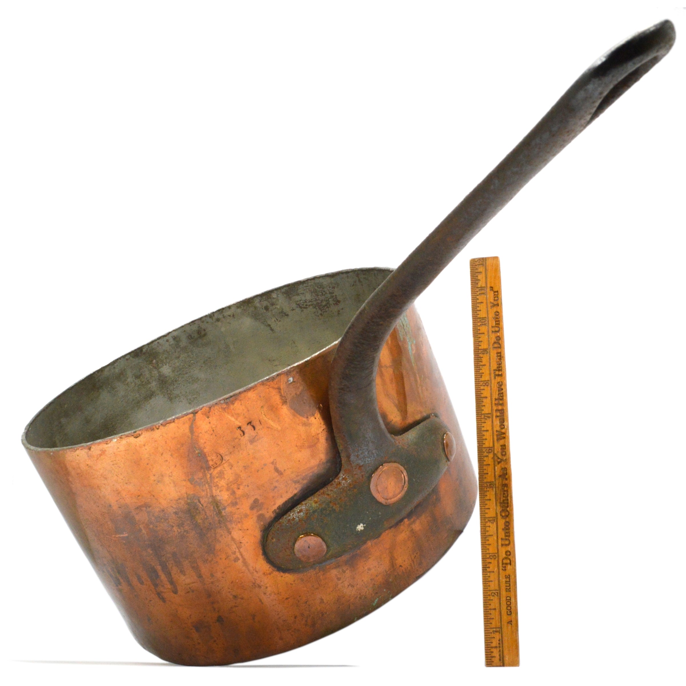 Antique HUGE GAILLARD PARIS COPPER POT 16.5L Marked RITZ CARTON - Vintage French Copper Cookware - Repaired Antique Kitchenware for Collectors & Chefs - Perfect for French Cooking, Display & Vintage Kitchen Decor