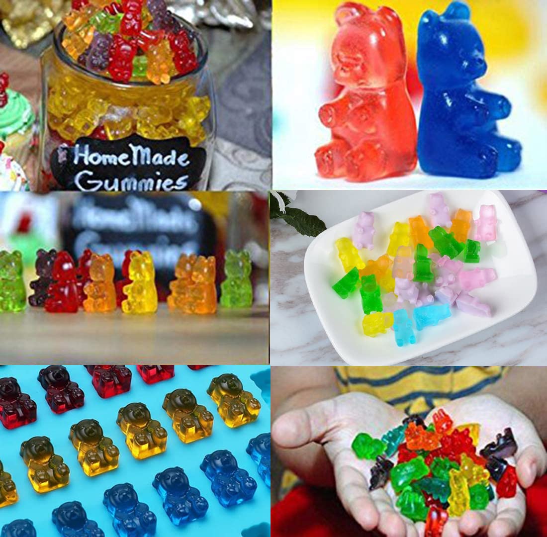 JEWOSTER 4-Piece Gummy Bear Silicone Molds Set - Non-Stick Chocolate & Candy Molds with 2 Droppers - Food Grade BPA-Free for DIY Gummies, Chocolates, Candies - Perfect for Birthday Parties, Baking, and Holiday Treats