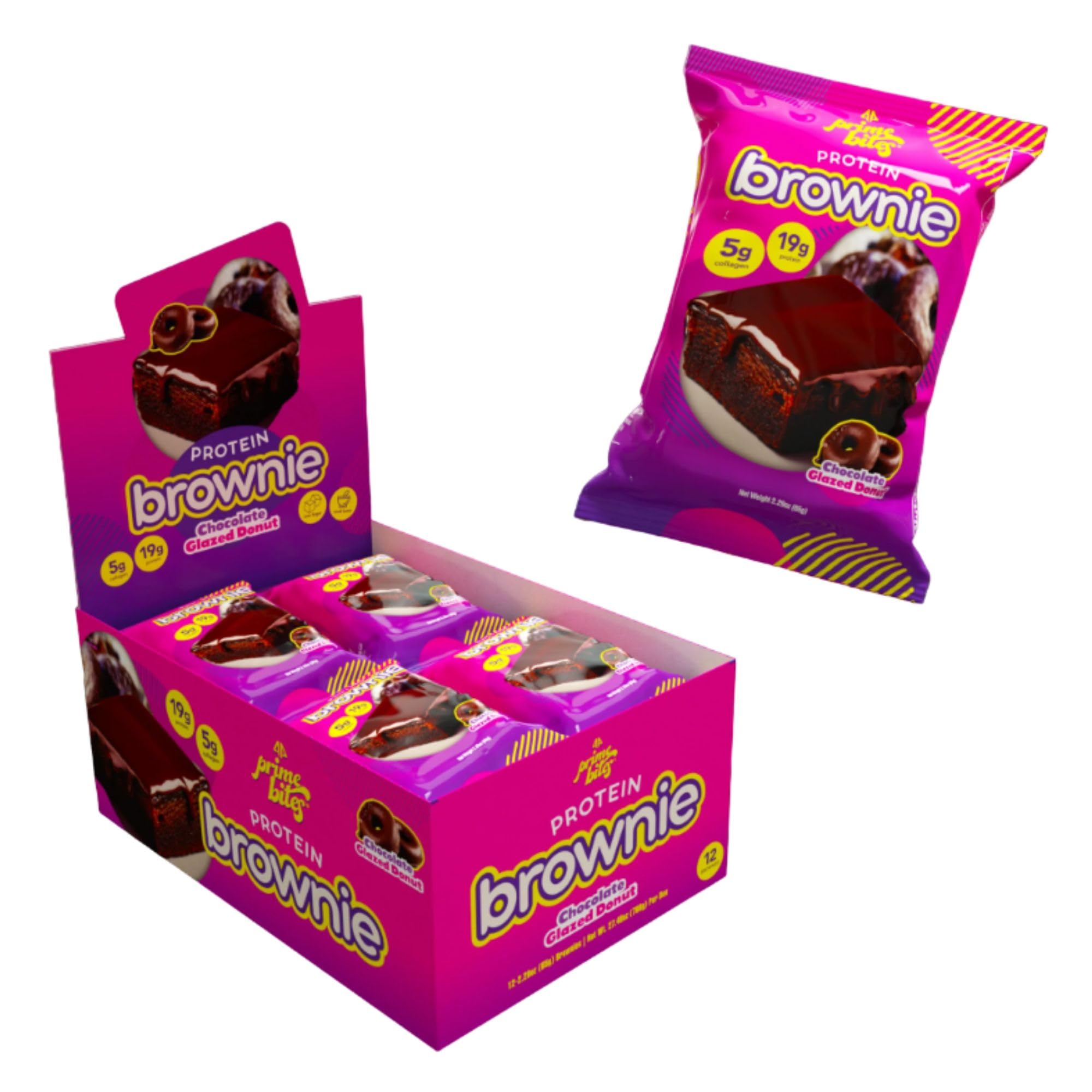 Alpha Prime Protein Brownie - High Protein, Low Sugar Snack Bars (12pk) for Fitness & Energy