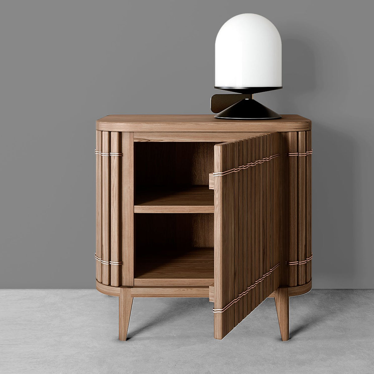 Koppar Side Table with Right Hinges - Modern End Table for Living Room, Bedroom, or Office - Small Space Furniture with Convenient Storage