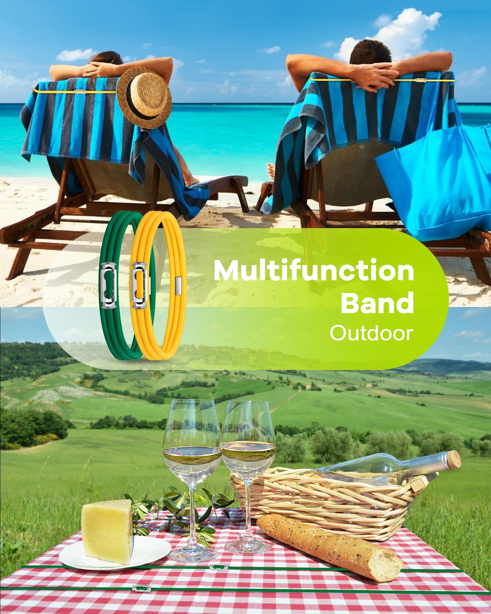 Adjustable Rubber Trash Can Bands - Heavy Duty Garbage Can Straps for 8-33 Gallon Cans, Secure Lid Holder for Kitchen, Outdoor & Party Use - Perfect for Picnics, Camping & Home Organization