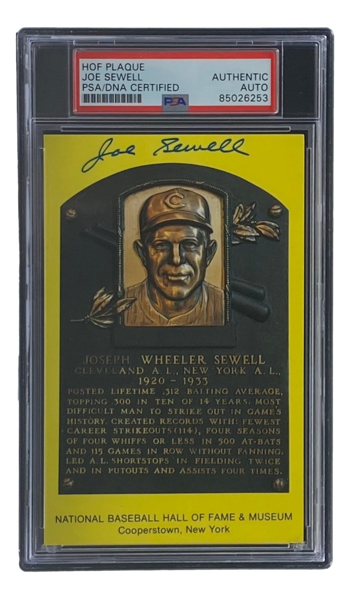 Joe Sewell Autographed 4x6 Cleveland Hall of Fame Plaque Card - PSA/DNA Certified #85026253 - Perfect for Baseball Memorabilia Collections & Sports Fan Gifts