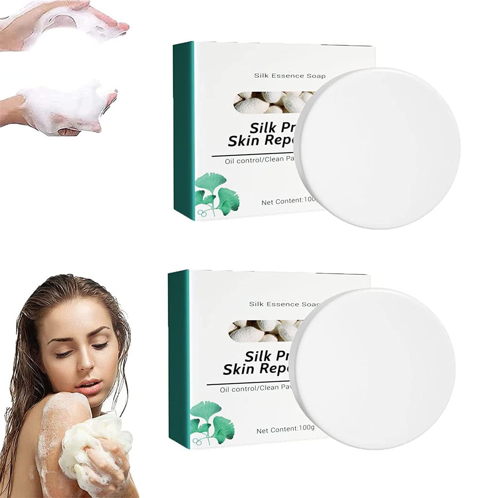 SkinFerm Collagen Milk Whitening Soap with Silk Protein - Exfoliating & Brightening Facial & Body Soap for Skin Repair (2 Pack) - Perfect for Daily Skincare & Glowing Complexion