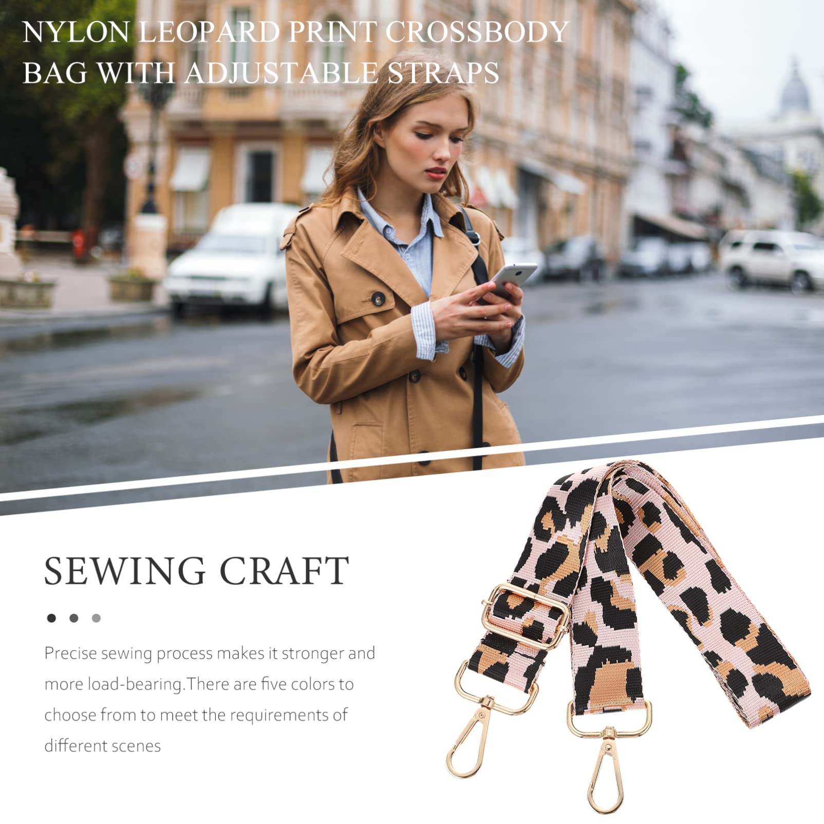 Adjustable Leopard Print Replacement Handbag Straps - Wide Shoulder Strap for Crossbody Bags & Luggage | Perfect for Travel, Shopping & Everyday Use