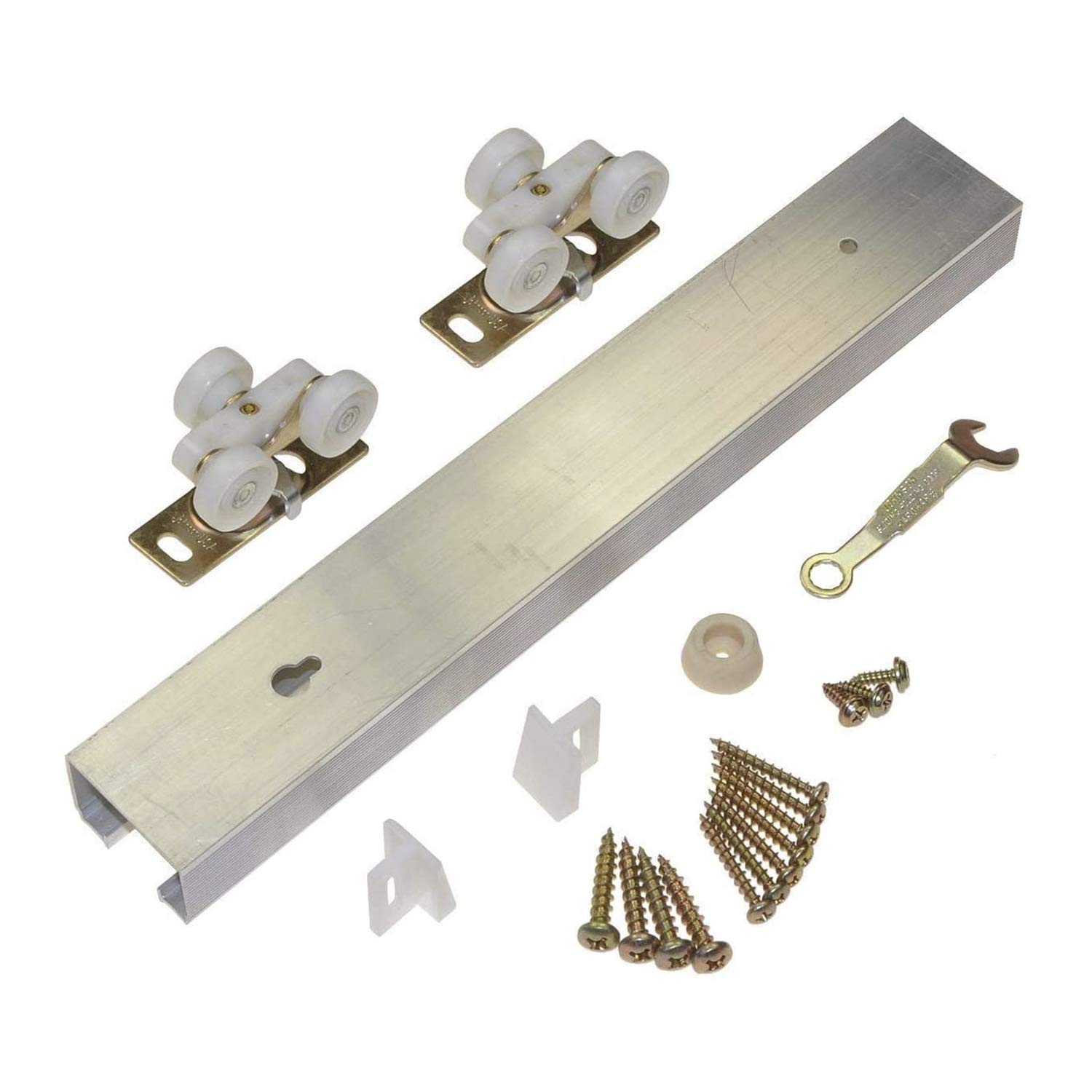 Johnson Hardware 100PD Heavy Duty Commercial Grade Pocket Door Hardware Kit - 96 Inch Sliding Door System for Smooth Operation | Perfect for Office Partitions, Closet Doors & Room Dividers