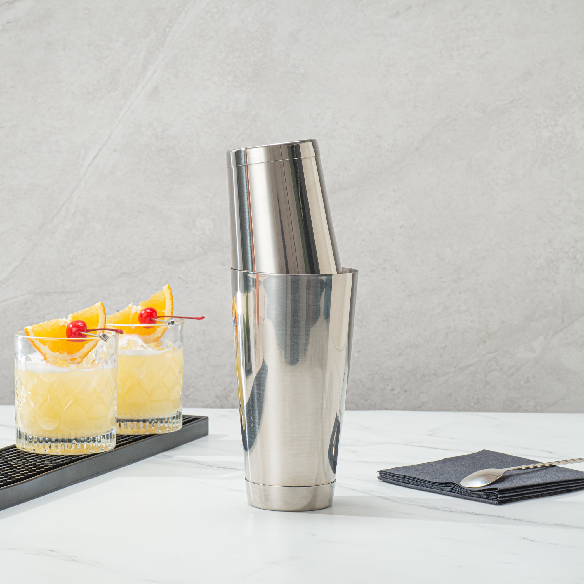 Premium 24 oz Stainless Steel Cocktail Shaker Set - Weighted Bar Mixer with Mirrored Finish (3.5