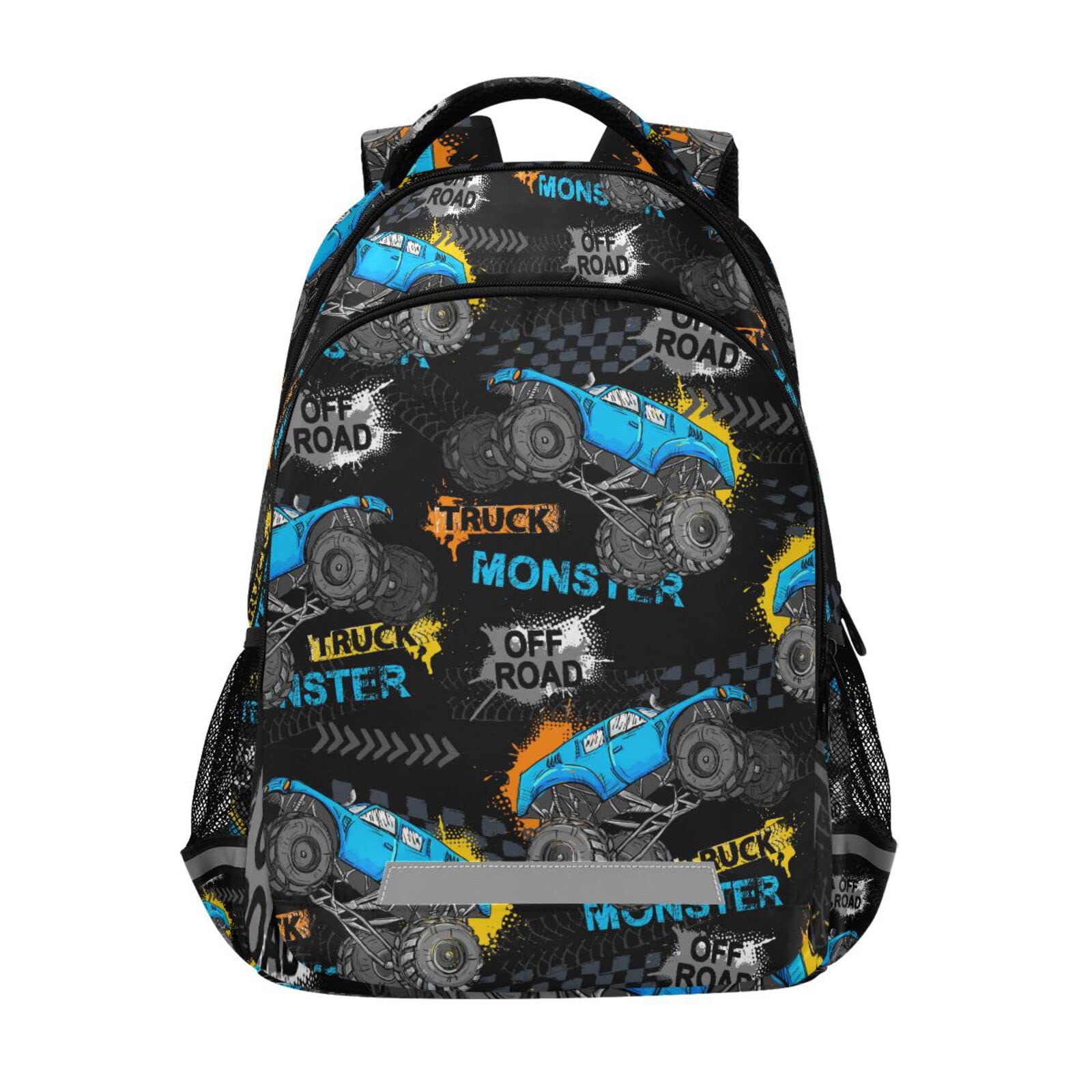 Monster Truck Backpack for Boys & Girls - Durable School Backpack for Kids, Elementary Bookbag, Travel Rucksack - Perfect for School, Hiking, and Daily Adventures