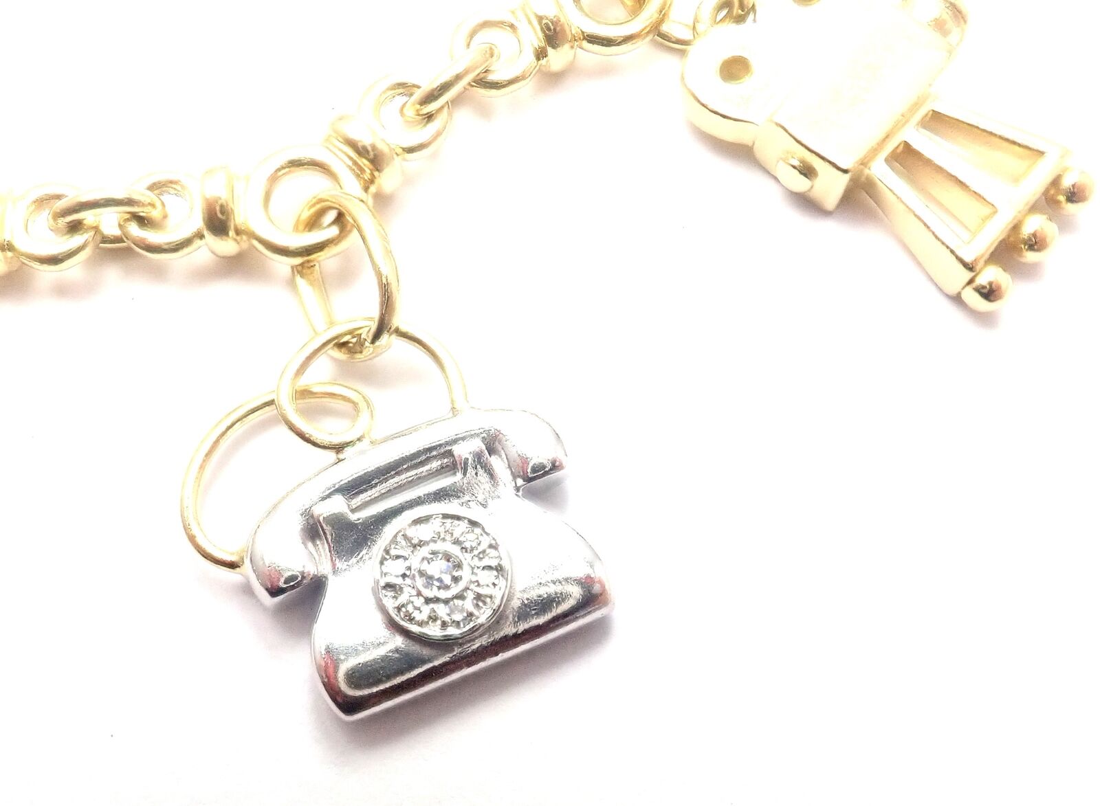 Authentic Pomellato 18K Yellow & White Gold Cinema Charm Bracelet for Women | Luxury Italian Jewelry Gift for Birthday, Anniversary & Special Occasions