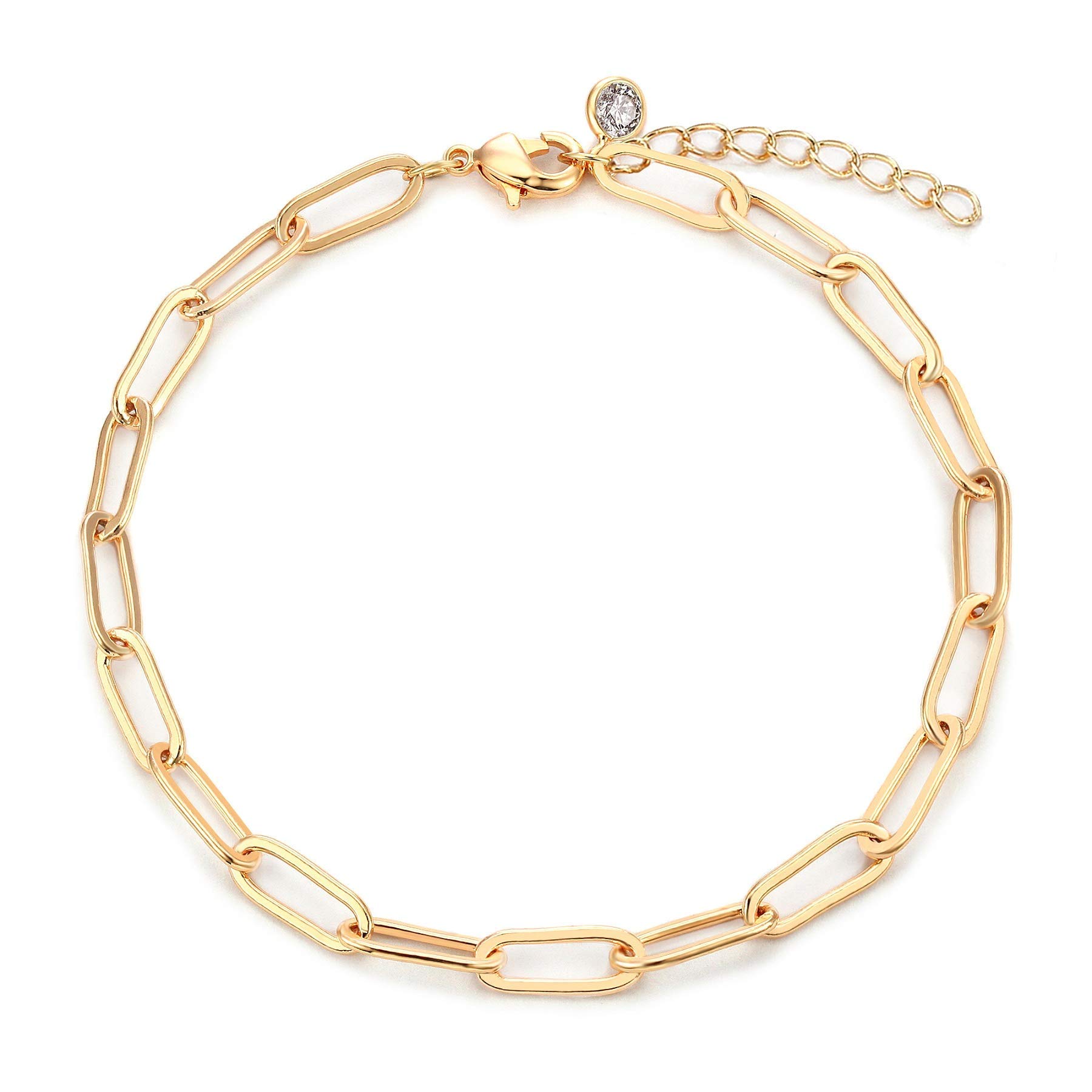 14K Gold Plated Women's Bracelet - Elegant Snake Herringbone Figaro Cuban Bead Chain Jewelry for Everyday Wear & Special Occasions