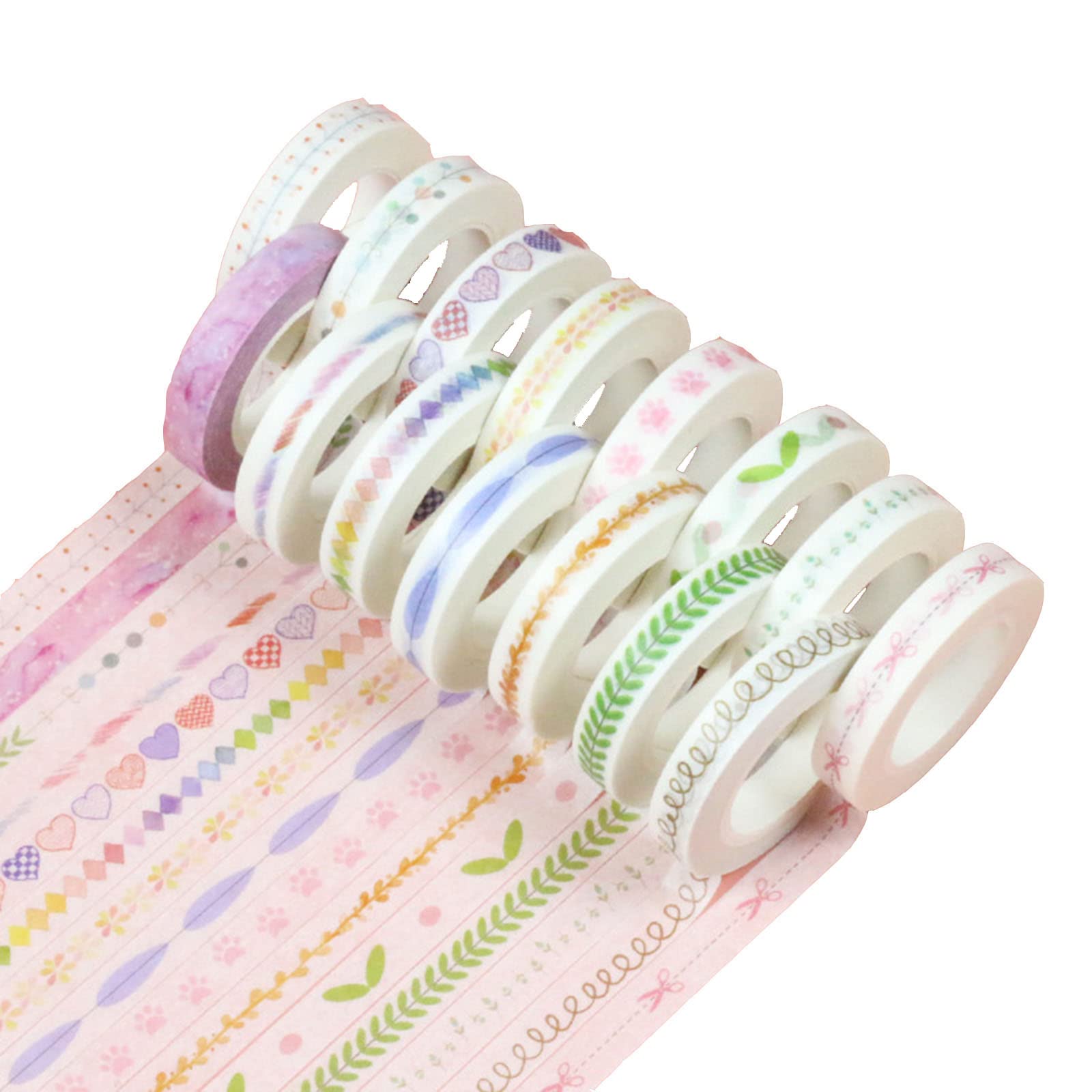 15 Rolls Washi Tape Set - 8mm Wide 10m Long Decorative Masking Tape for DIY Crafts, Scrapbooking, Bullet Journaling | Perfect for Gift Wrapping, Home Decor & School Projects