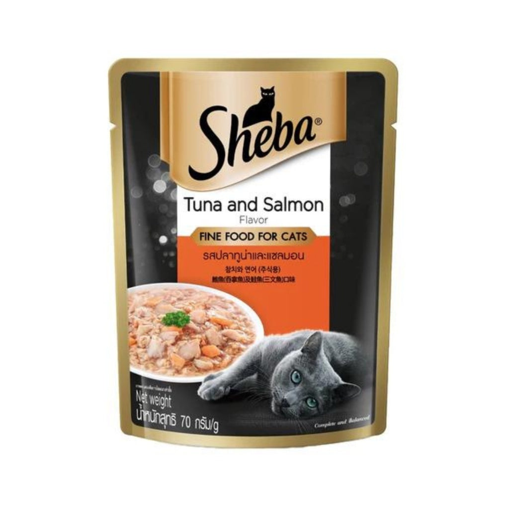 Sheba Premium Wet Cat Food Pouch - Nutrient Rich, Grain-Free, Tender Meat in Sauce - 70g (2.47oz) - Perfect for Adult Cats & Kittens - Ideal for Mealtime, Treats, or Travel Feeding