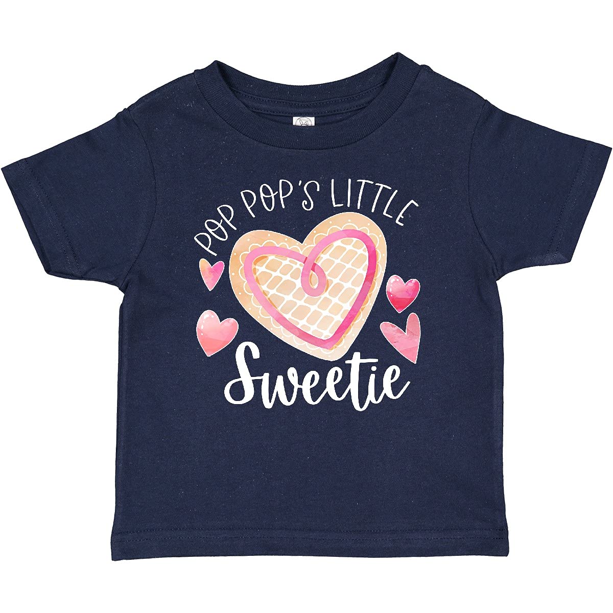 Inktastic Pop Pop's Little Sweetie Pink Heart Cookie Baby T-Shirt - Cute Outfit for Grandparents Day, Family Photos & Special Occasions