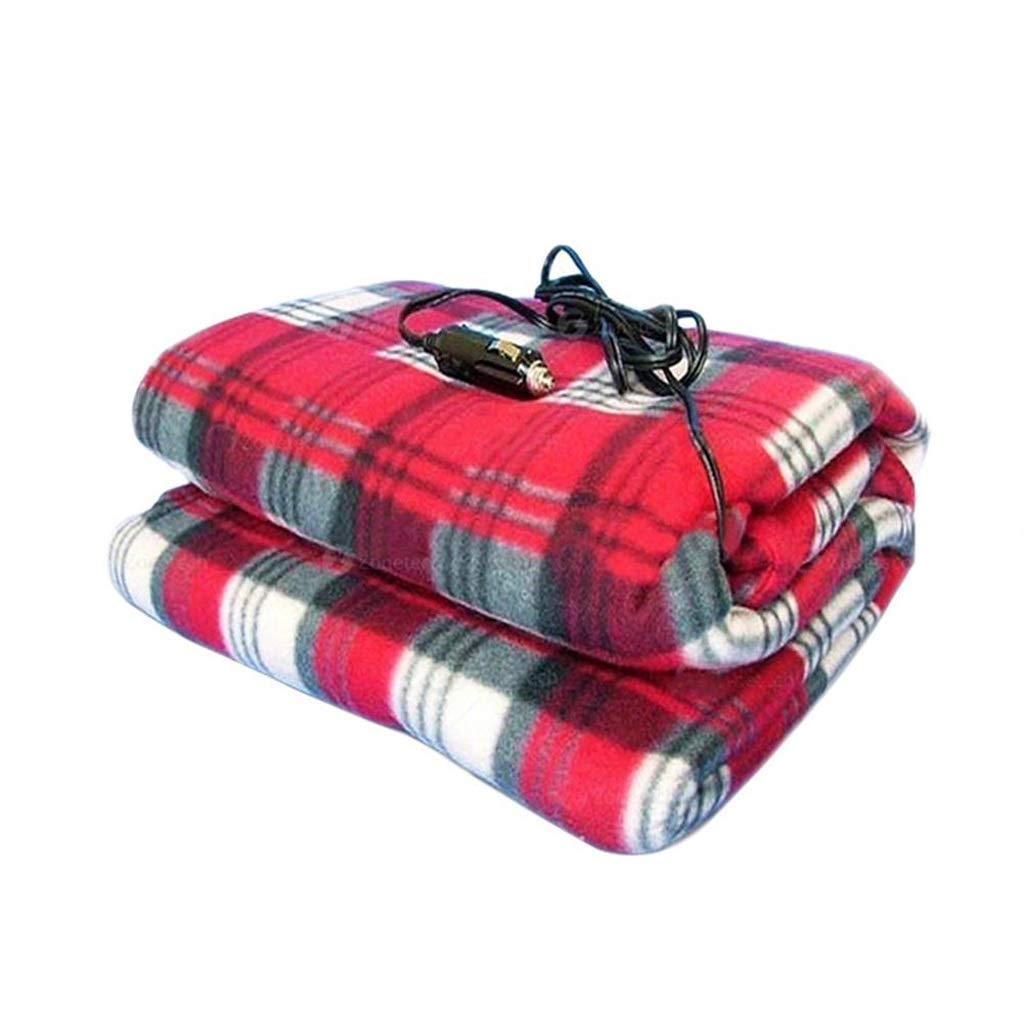 TWDYC 150 X 110cm Electric Car Blanket - Polar Fleece Heating Throw with Red Plaid Design for Winter Warmth | Perfect for Travel, Camping, Emergency & Outdoor Use in Cold Weather