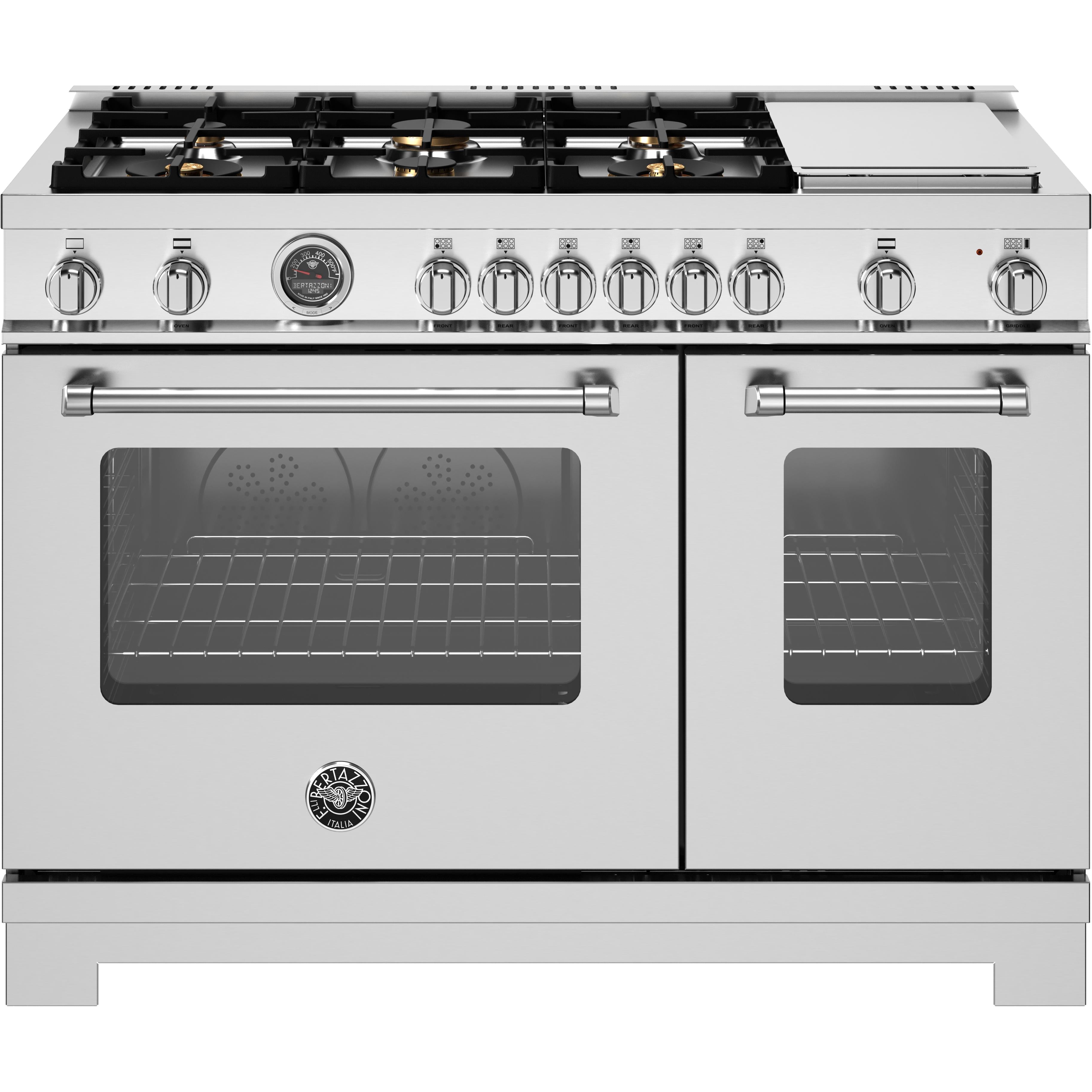 Bertazzoni 48 Inch Freestanding Gas Range MAS486BTFGMXTLP - Professional Italian Kitchen Appliance for Home Chefs & Cooking Enthusiasts | Perfect for Modern Kitchens, Restaurants & Culinary Schools