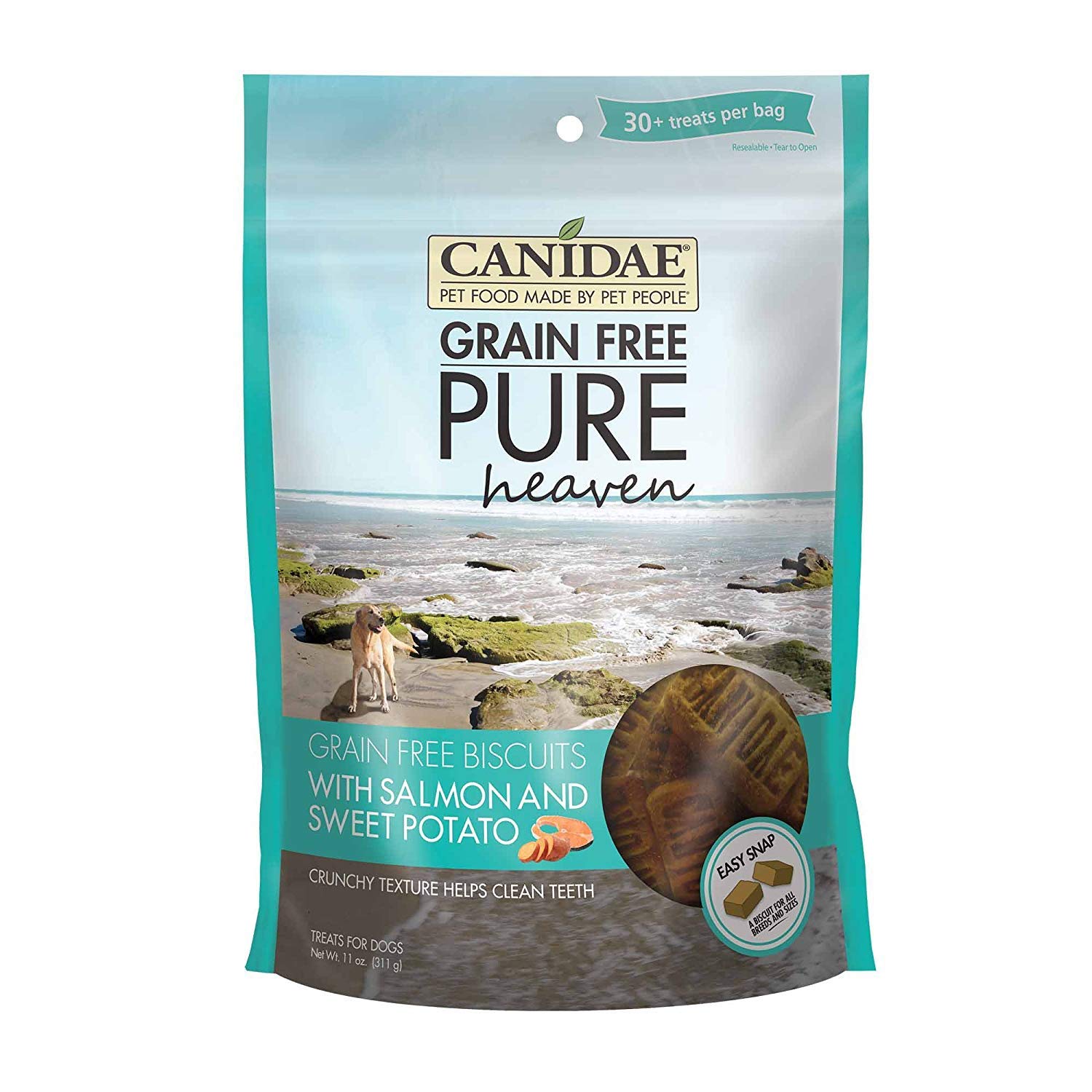 CANIDAE Grain-Free Pure Heaven Dog Treats, 3 Pack (11oz Each) - Salmon & Sweet Potato Flavor | Healthy Snacks for Training & Rewarding Dogs