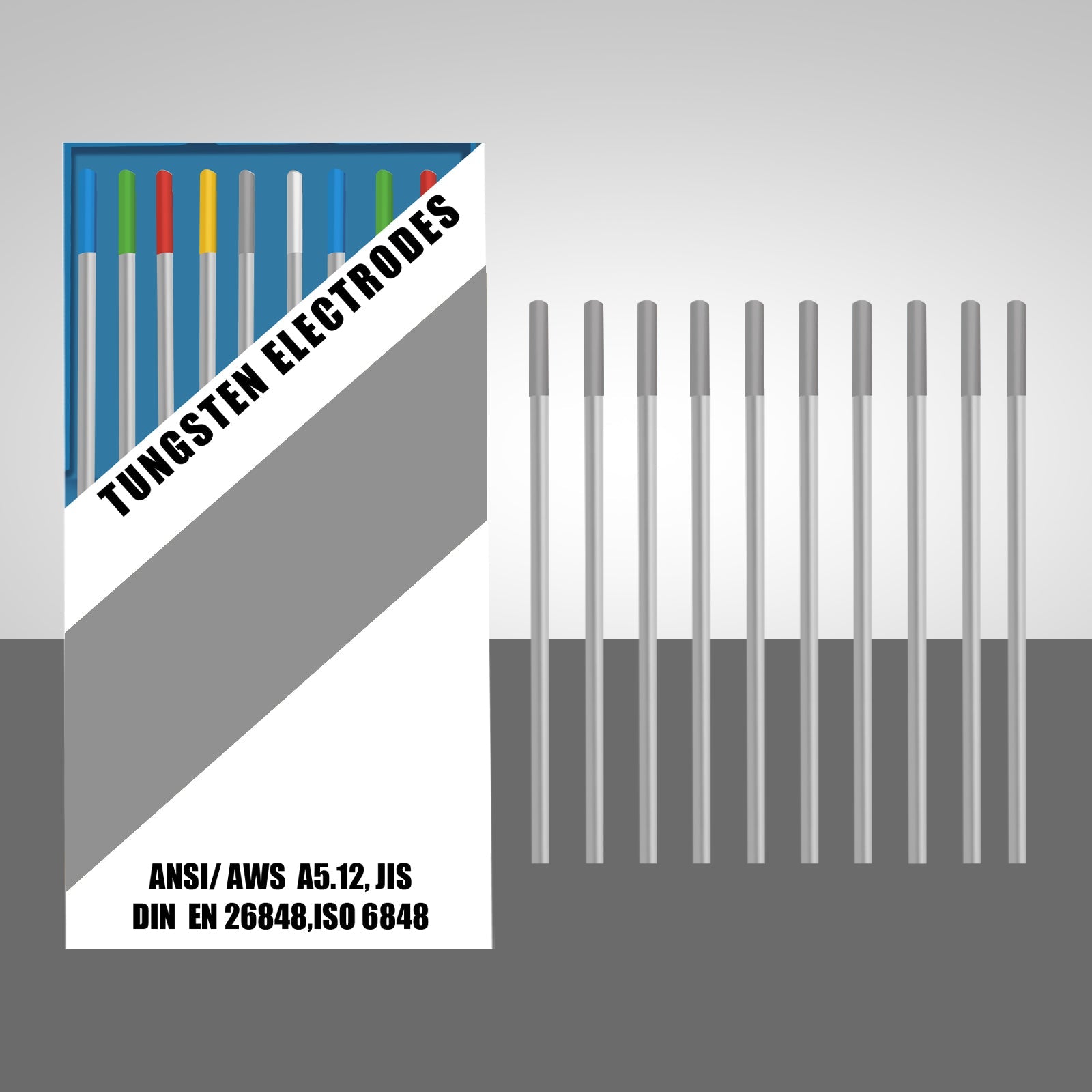 SSimder WC20 Grey TIG Welding Tungsten Electrode 10 Pack - Premium TIG Welding Rods for Stainless Steel, Aluminum & Alloys - Perfect for DIY, Automotive & Metal Fabrication Projects