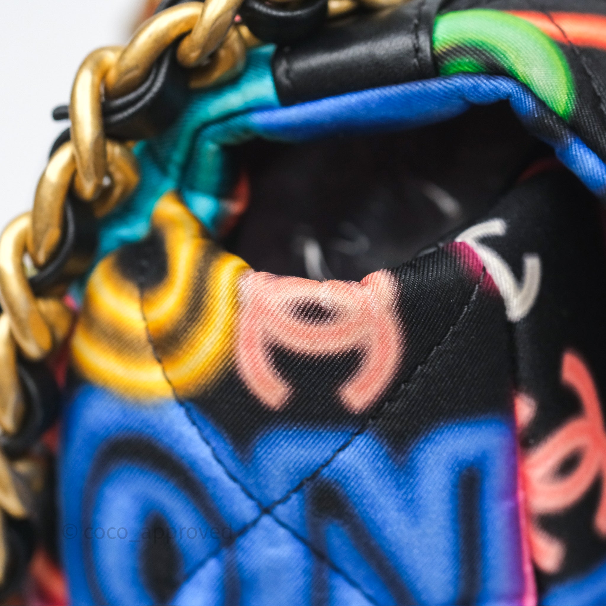 Chanel 19 Small Handbag Black Multicolor Fabric Printed Mixed Hardware - Luxury Designer Crossbody Bag for Women, Perfect for Date Night & Evening Events