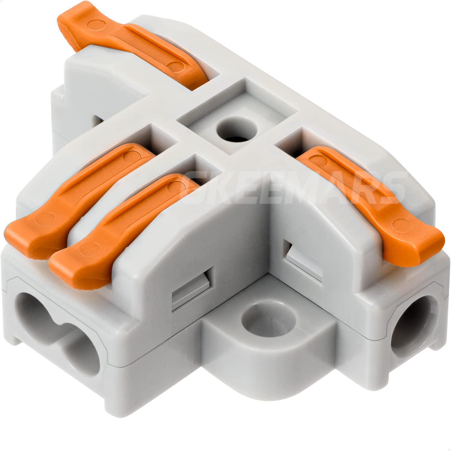 GKEEMARS 20Pcs 4 Way T Tap Wire Connectors - Quick Splice Push-in Electrical Connectors for AWG 24-12 Gauge Wires (Orange) - Perfect for Automotive, Home Wiring & DIY Electrical Projects