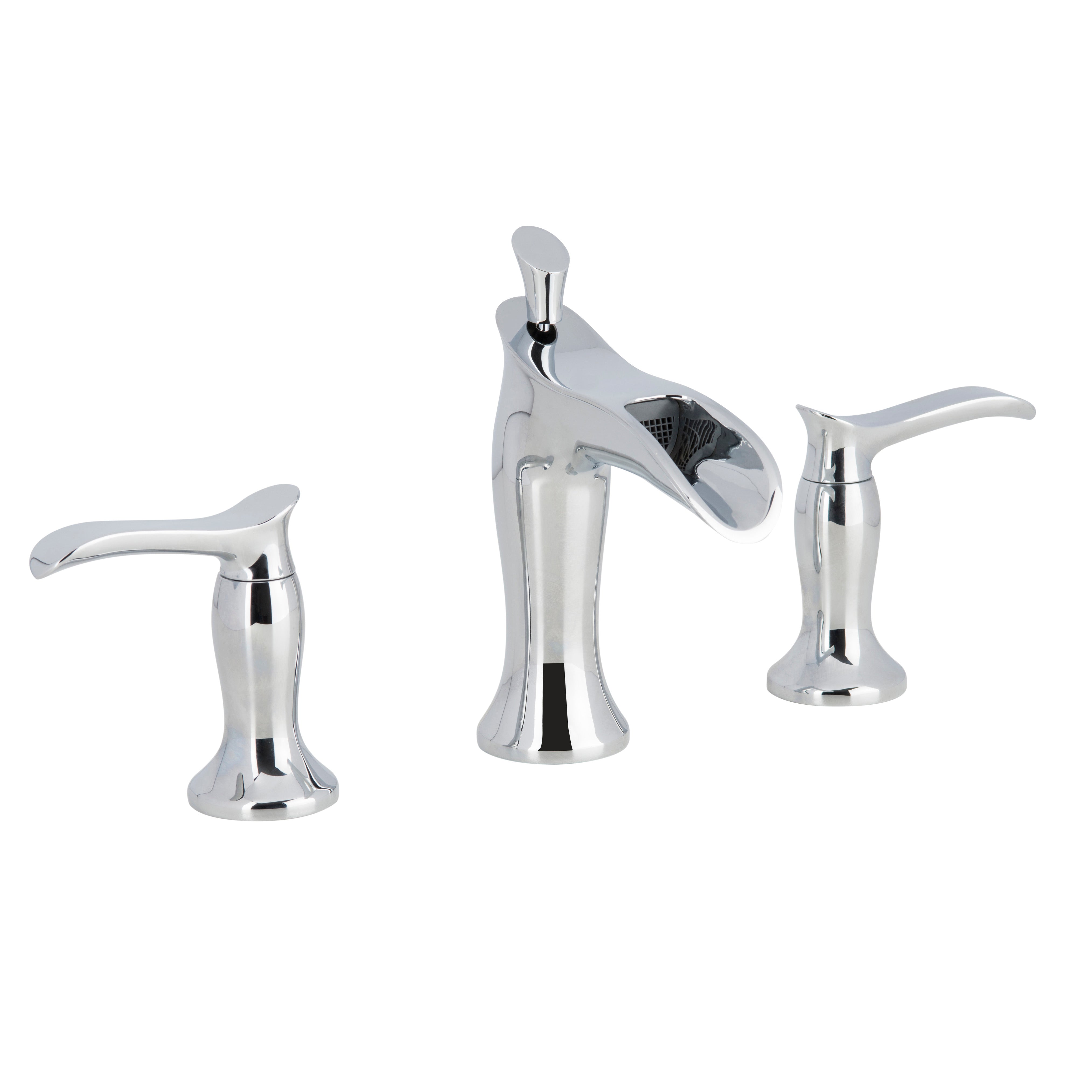Eleganzia Series Widespread Chrome Bathroom Faucet - Modern Waterfall Spout Design for Vanity Sinks - Perfect for Master Bathroom Renovation & Guest Bathroom Upgrade