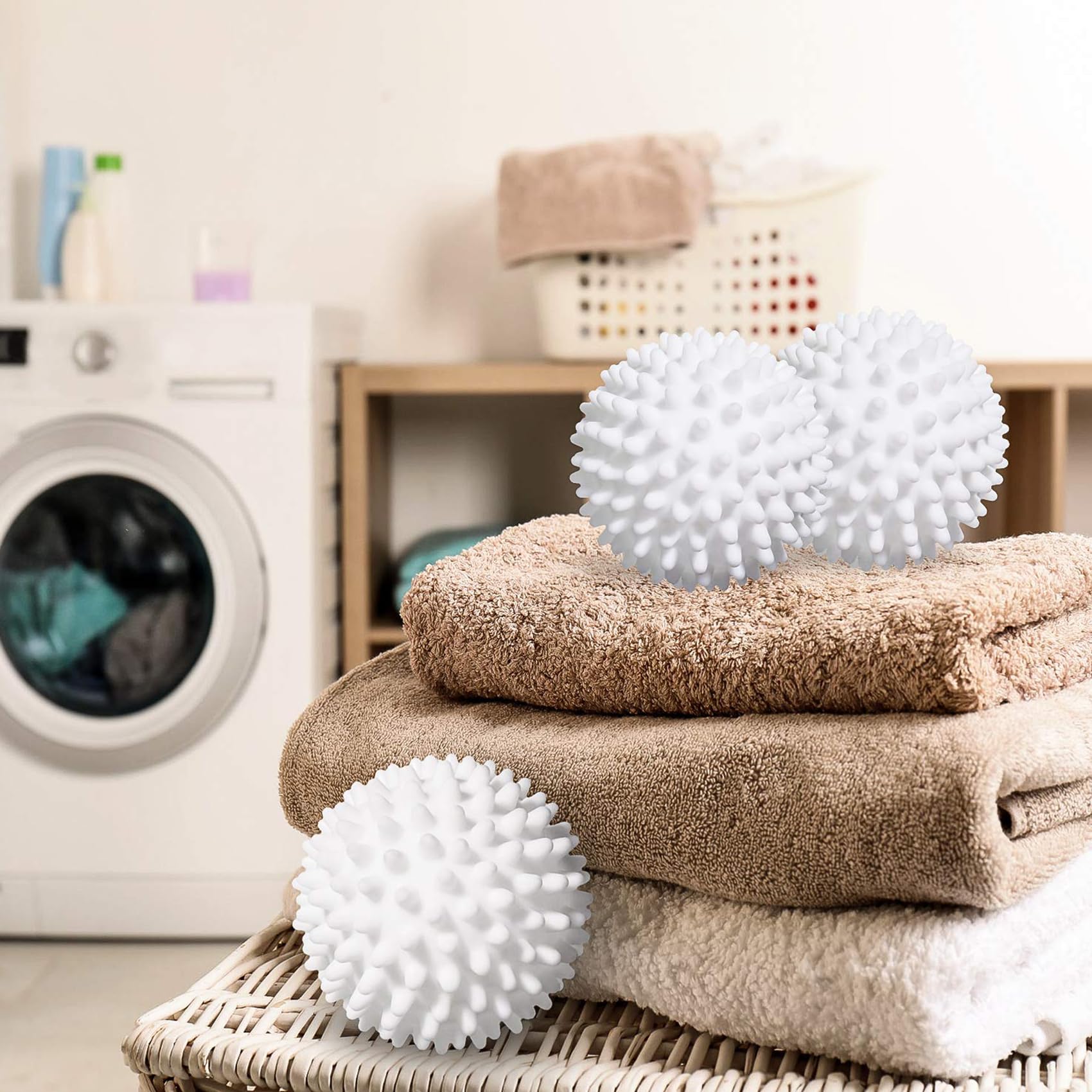 6 Pack Eco-Friendly Wool Dryer Balls for Laundry - Reduce Drying Time, Static & Pet Hair - Reusable Fabric Softener Alternative for Clothes, Bedding & Towels - Perfect for Large Loads & Energy Savings