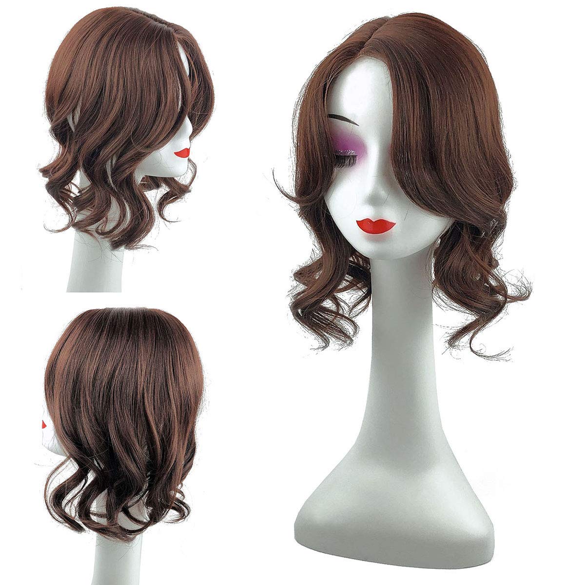 14 Inch Natural Wavy Hair Topper with Middle Part | 10x13cm French Style Clip-in Human Hair Wig in Light Brown | Perfect for Thinning Hair & Volume Boost for Daily Wear