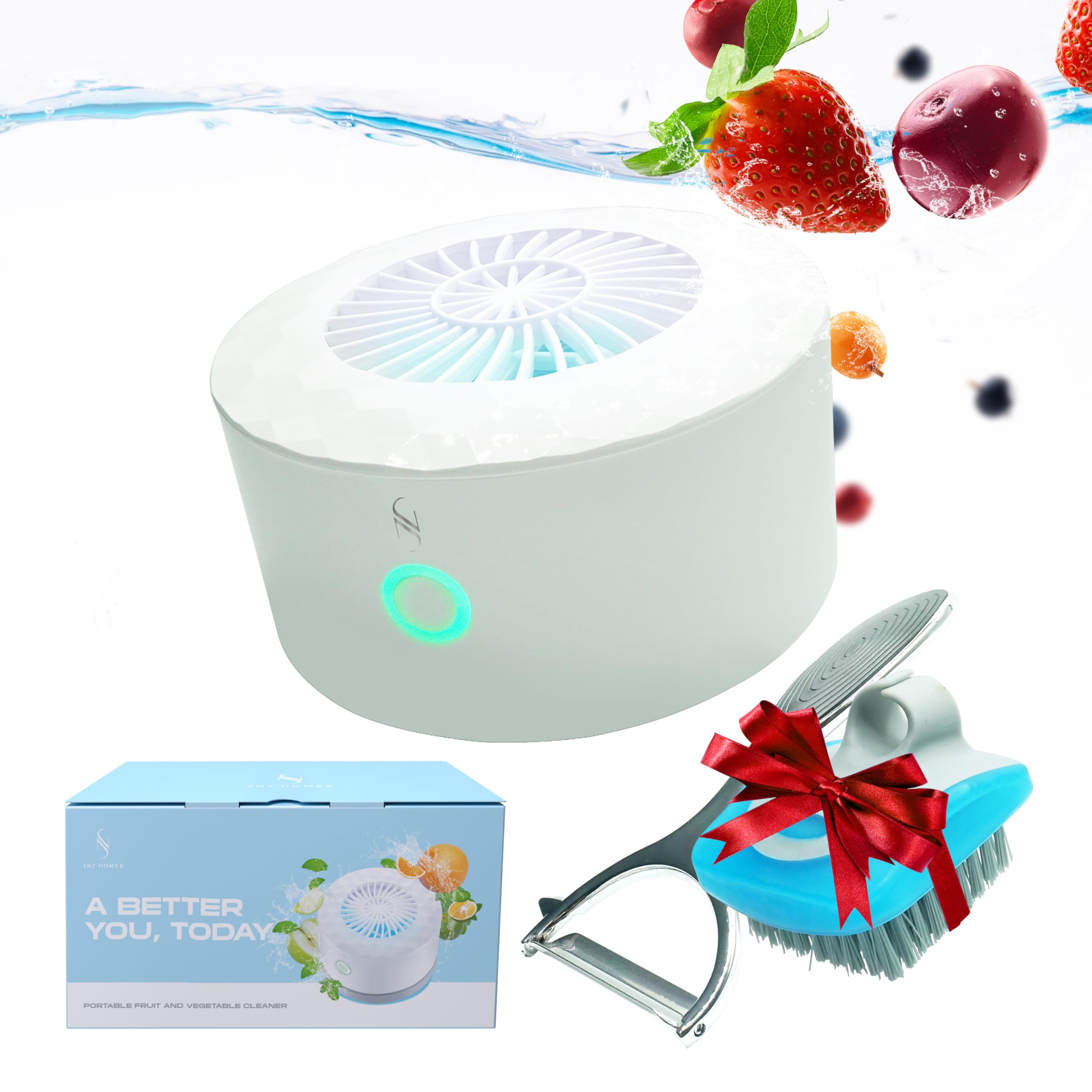 Best Fruit and Vegetable Washing Machine - Electric Produce Cleaner for Fresh Fruits, Veggies, Meat & Tableware | Waterproof Kitchen Appliance for Healthy Eating & Food Prep