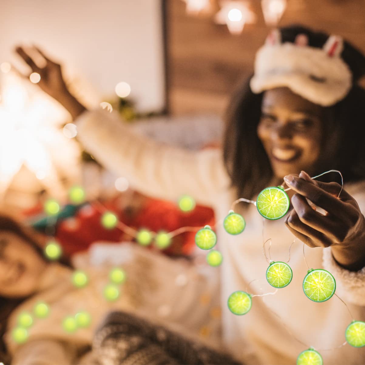 Uonlytech 20 LED Lemon Slice String Lights - Battery Powered Fairy Lights for Bedroom, Wedding, Birthday Party & Garden Decor - Lime Fruit Shaped LED Lights for Home & Outdoor Decoration