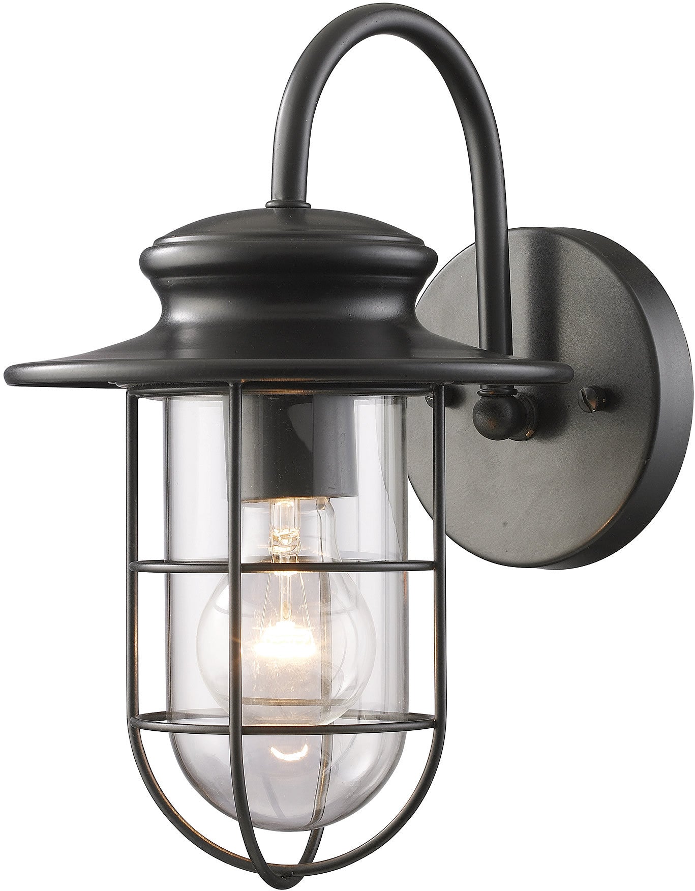 12H Portside 1 Light Outdoor Wall Sconce - Matte Black Finish with Clear Glass Shade - Perfect for Porch, Patio, and Exterior Entryway Lighting